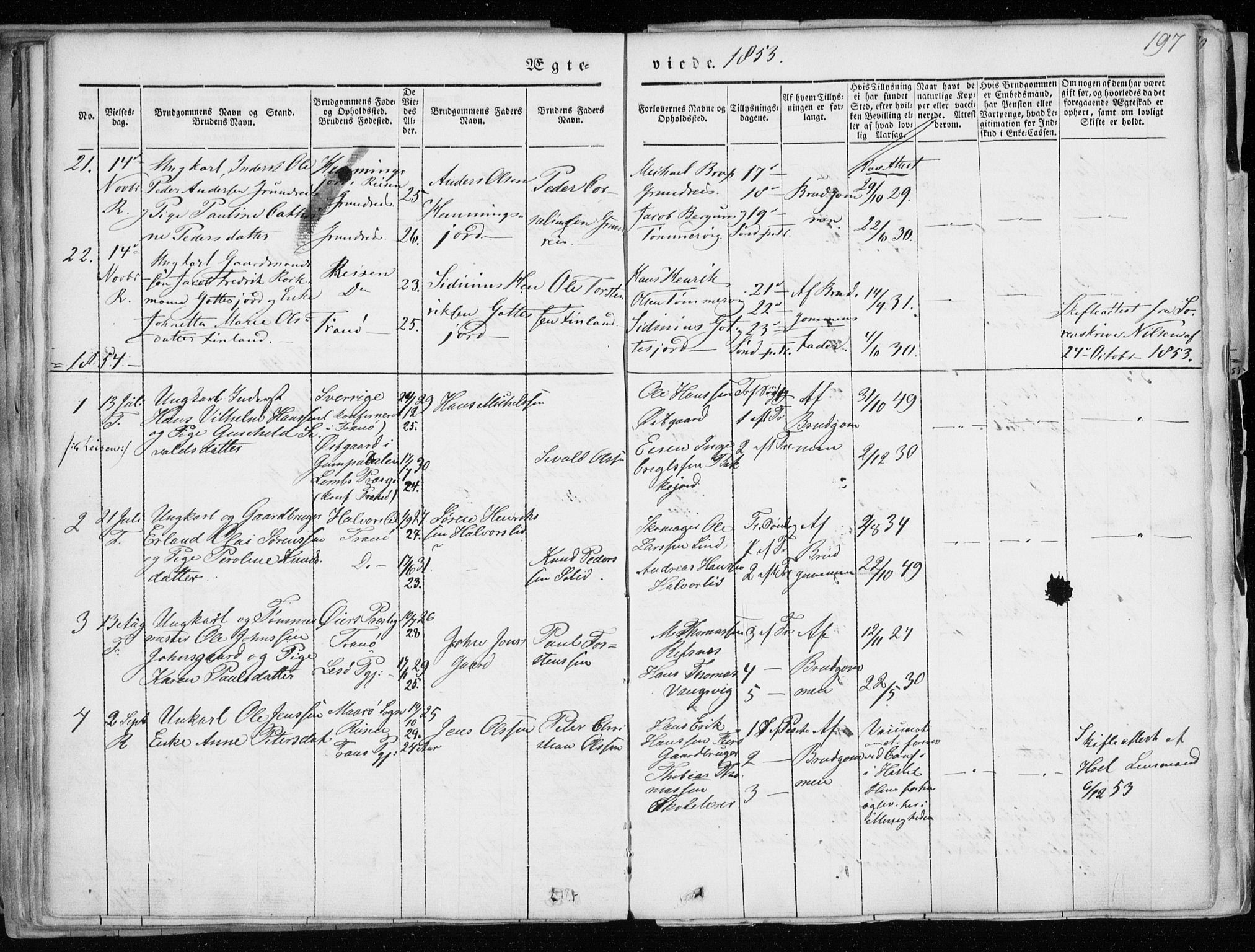 Tranøy sokneprestkontor, SATØ/S-1313/I/Ia/Iaa/L0006kirke: Parish register (official) no. 6, 1844-1855, p. 197
