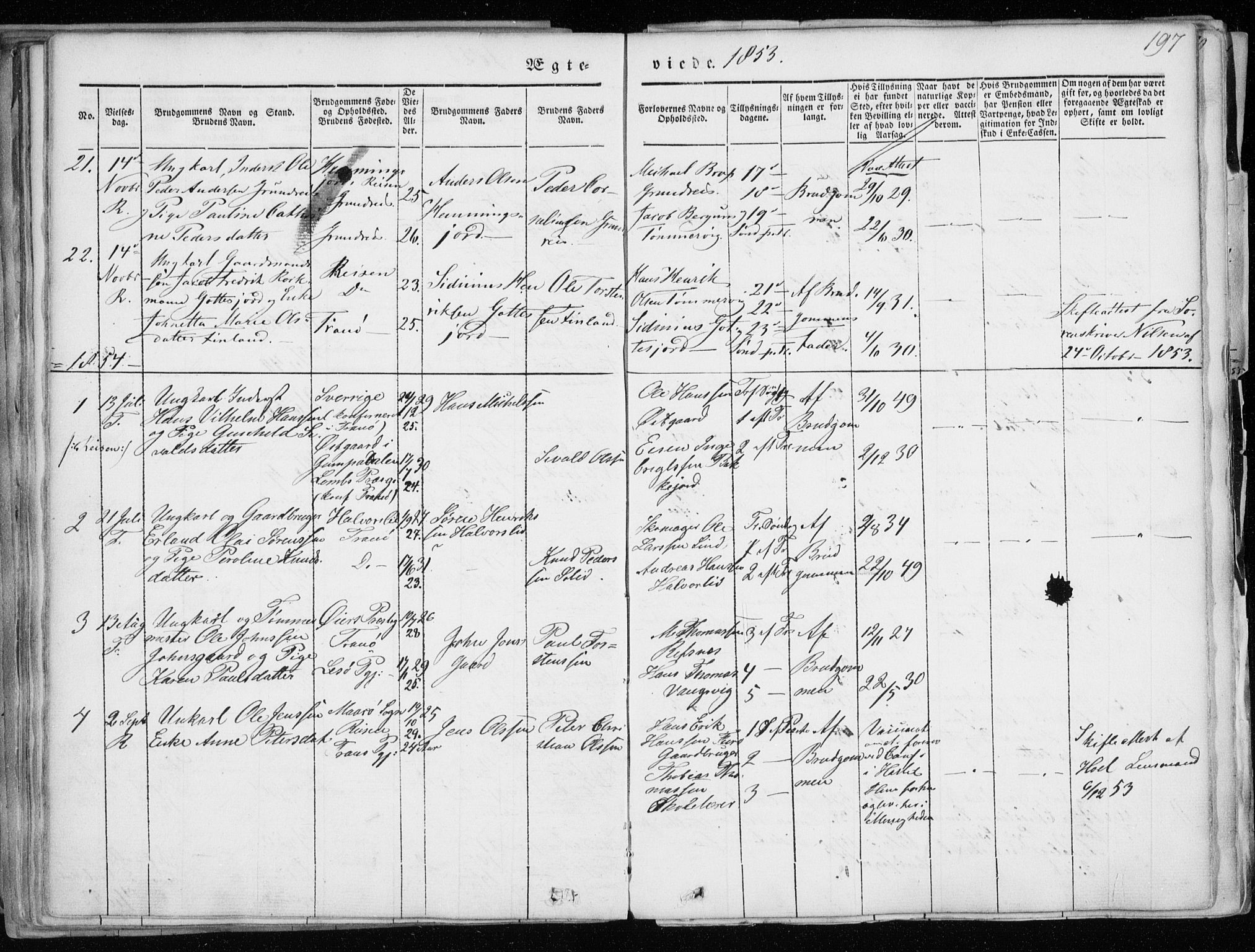 Tranøy sokneprestkontor, AV/SATØ-S-1313/I/Ia/Iaa/L0006kirke: Parish register (official) no. 6, 1844-1855, p. 197