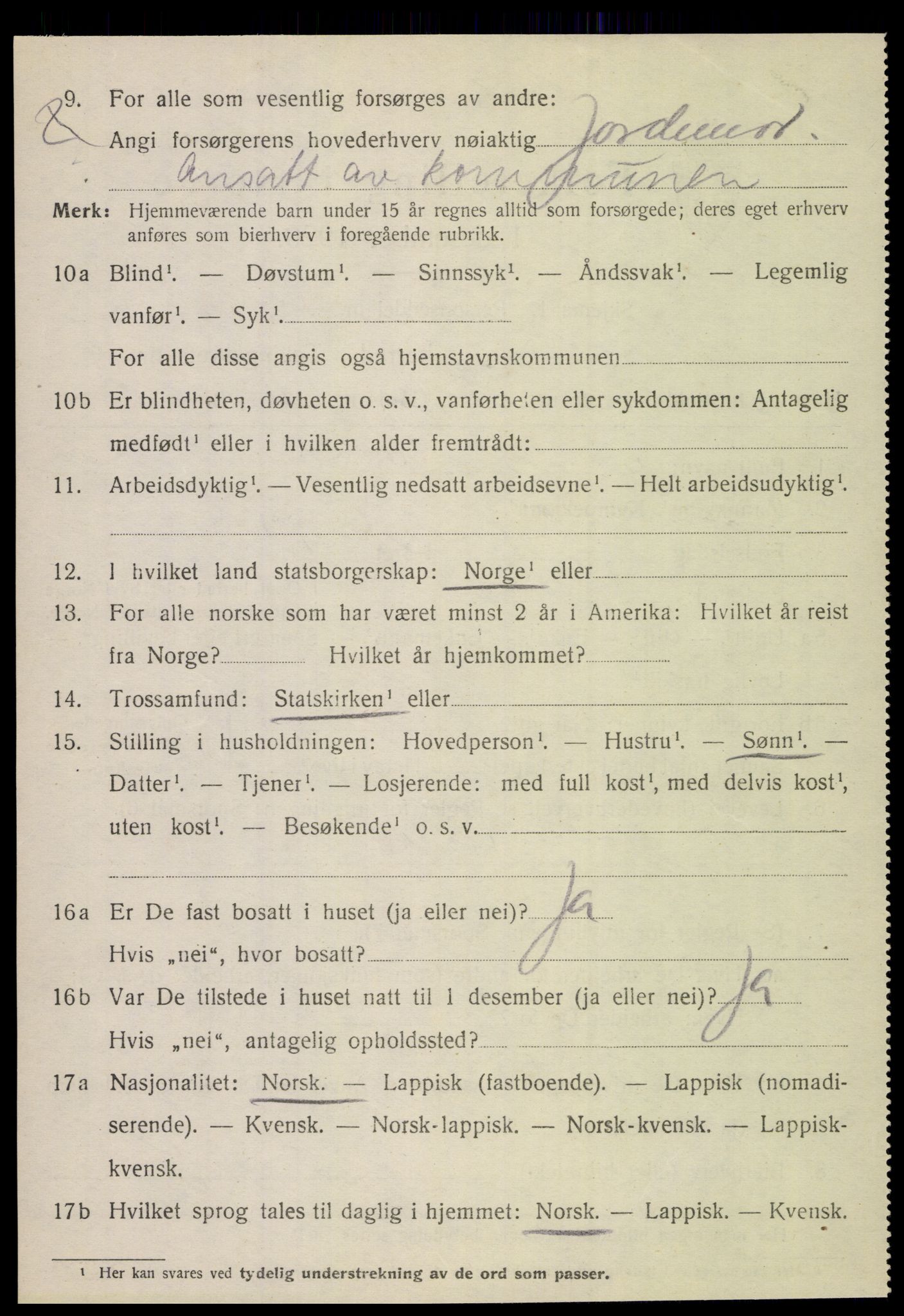 SAT, 1920 census for Steigen, 1920, p. 2743