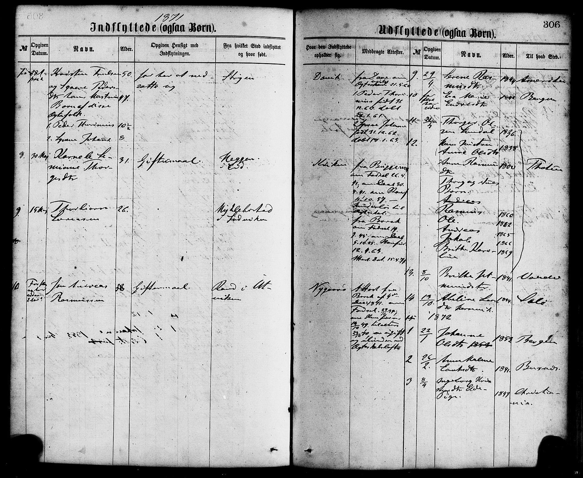 Davik sokneprestembete, AV/SAB-A-79701/H/Haa/Haaa/L0006: Parish register (official) no. A 6, 1867-1881, p. 306