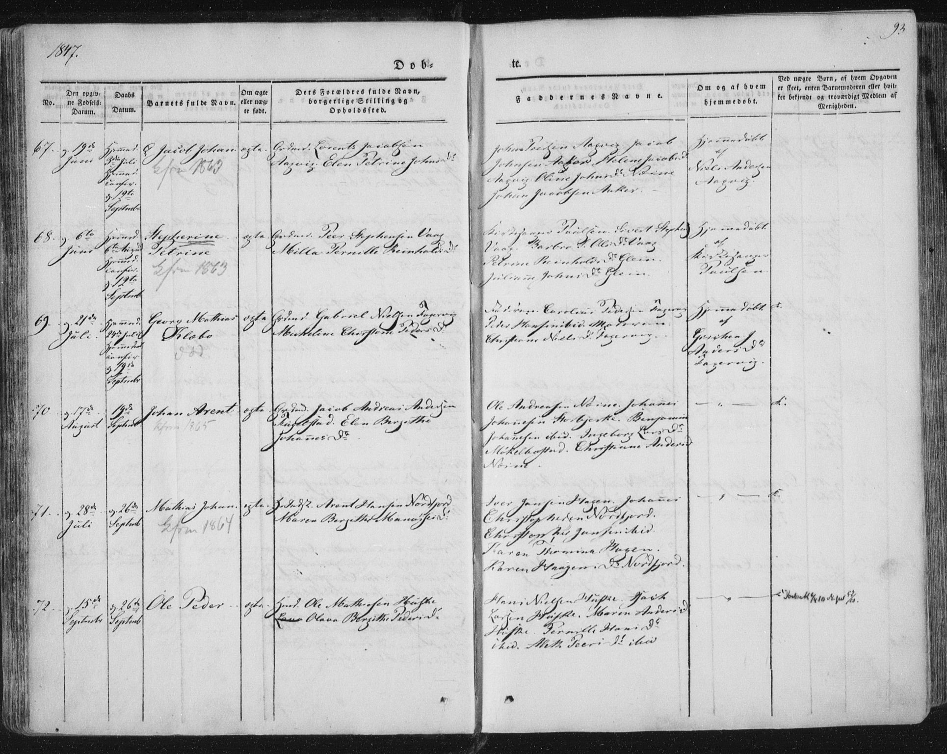 Ministerialprotokoller, klokkerbøker og fødselsregistre - Nordland, AV/SAT-A-1459/838/L0549: Parish register (official) no. 838A07, 1840-1854, p. 93