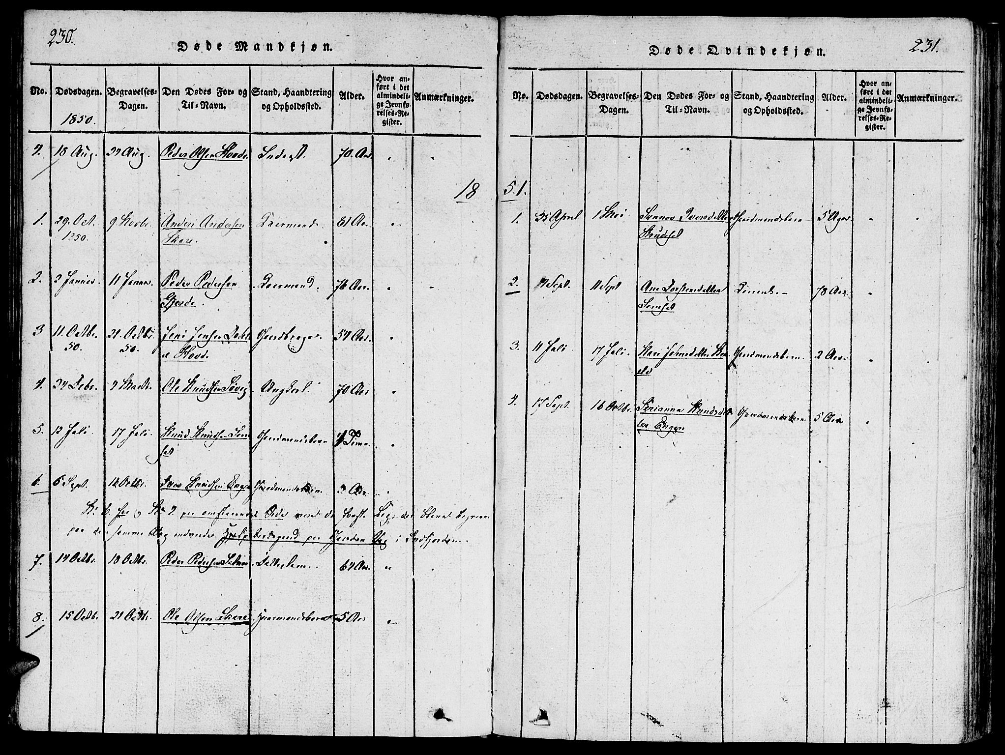 Ministerialprotokoller, klokkerbøker og fødselsregistre - Møre og Romsdal, SAT/A-1454/543/L0561: Parish register (official) no. 543A01, 1818-1853, p. 230-231
