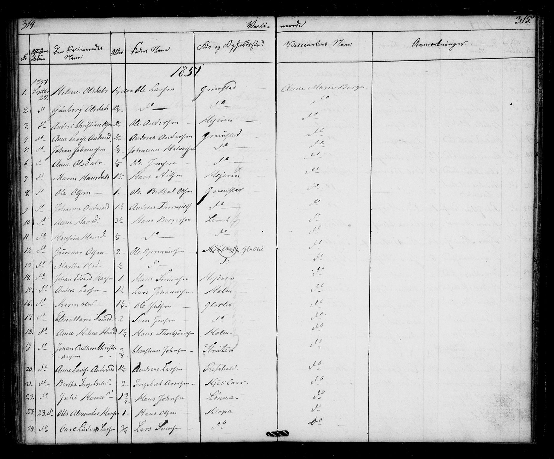 Borge prestekontor Kirkebøker, AV/SAO-A-10903/F/Fb/L0001: Parish register (official) no. II 1, 1836-1852, p. 314-315