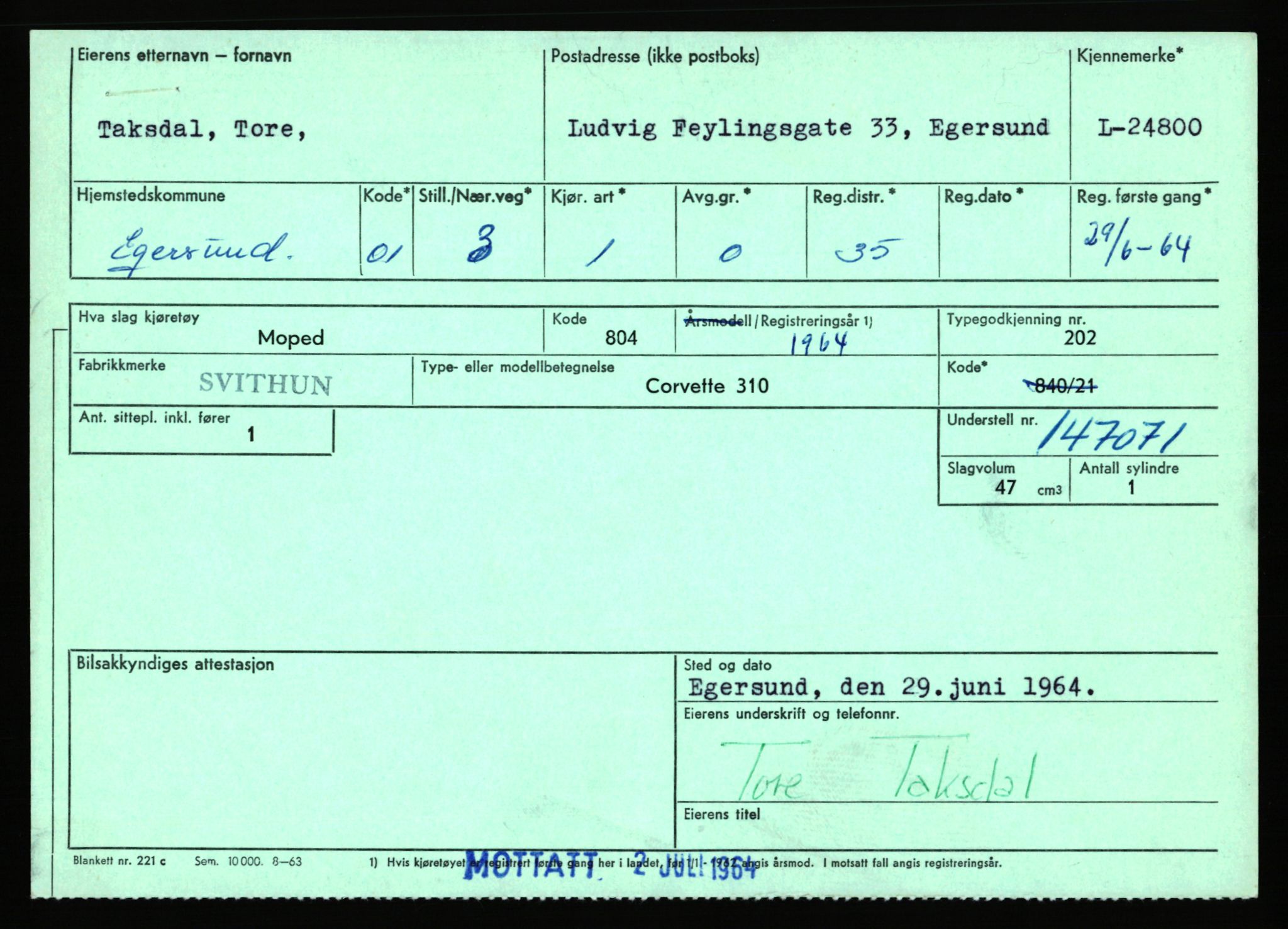 Stavanger trafikkstasjon, AV/SAST-A-101942/0/F/L0042: L-24600 - L-25233, 1930-1971, p. 731