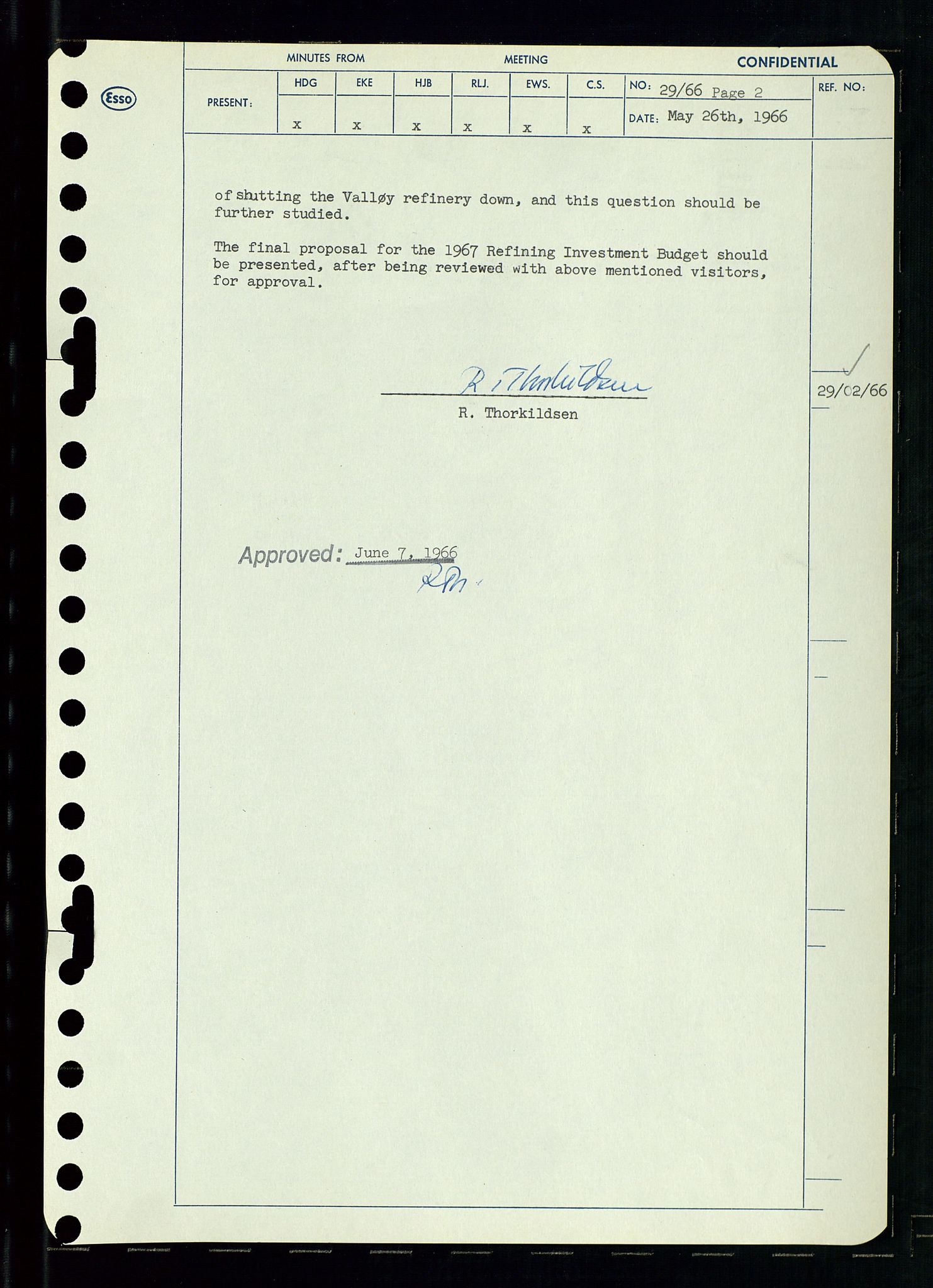 Pa 0982 - Esso Norge A/S, AV/SAST-A-100448/A/Aa/L0002/0002: Den administrerende direksjon Board minutes (styrereferater) / Den administrerende direksjon Board minutes (styrereferater), 1966, p. 65