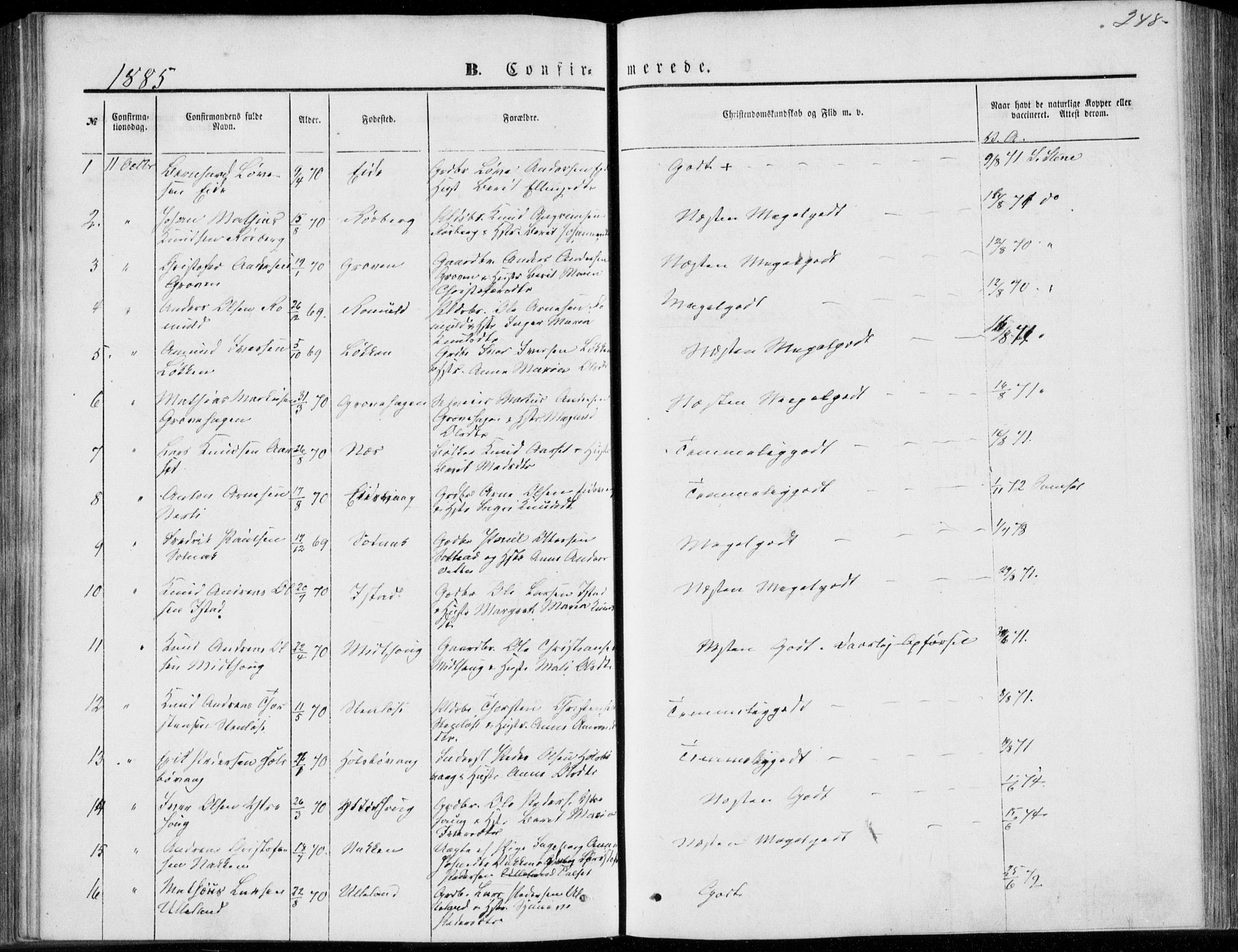 Ministerialprotokoller, klokkerbøker og fødselsregistre - Møre og Romsdal, SAT/A-1454/557/L0681: Parish register (official) no. 557A03, 1869-1886, p. 248