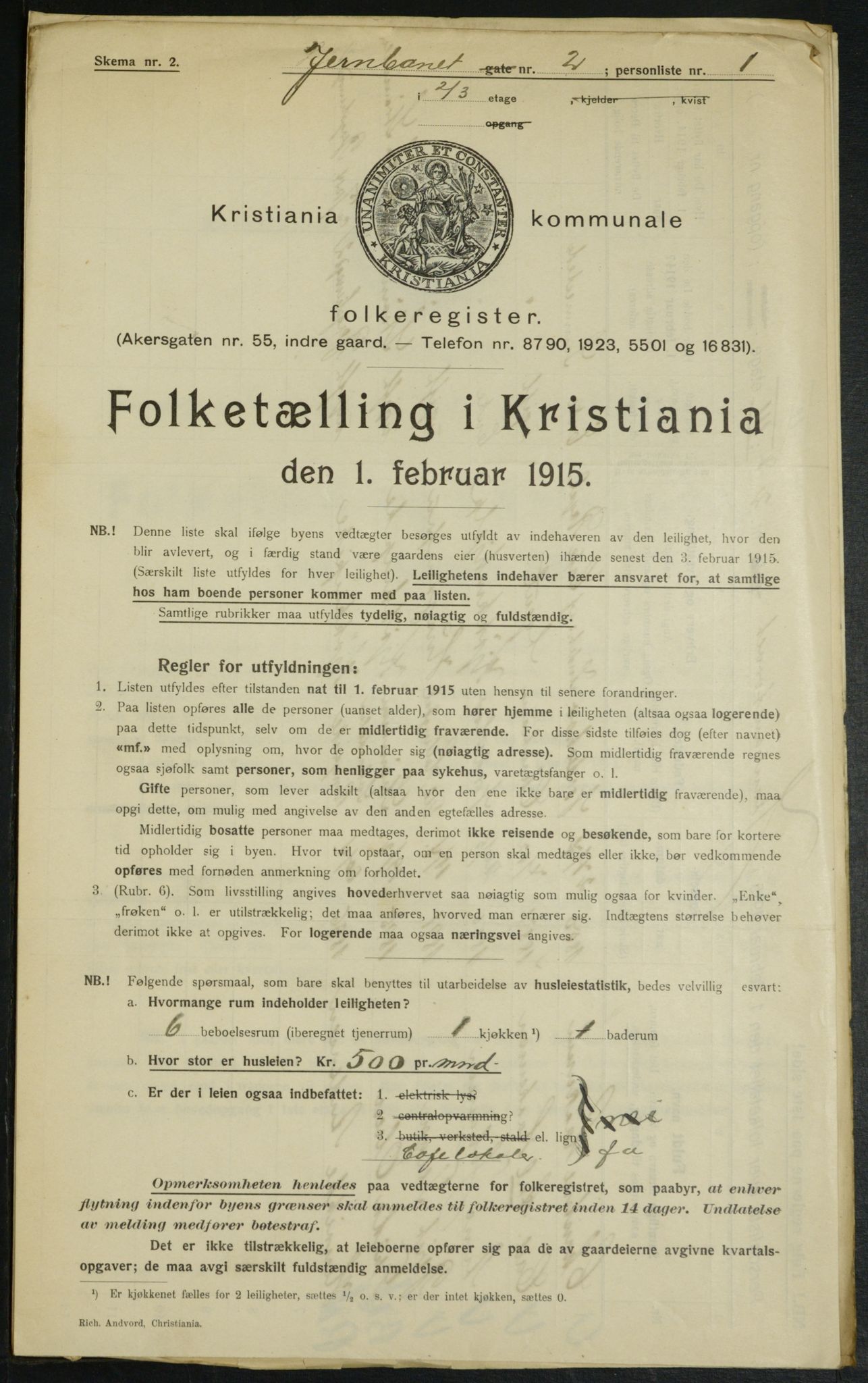 OBA, Municipal Census 1915 for Kristiania, 1915, p. 46465