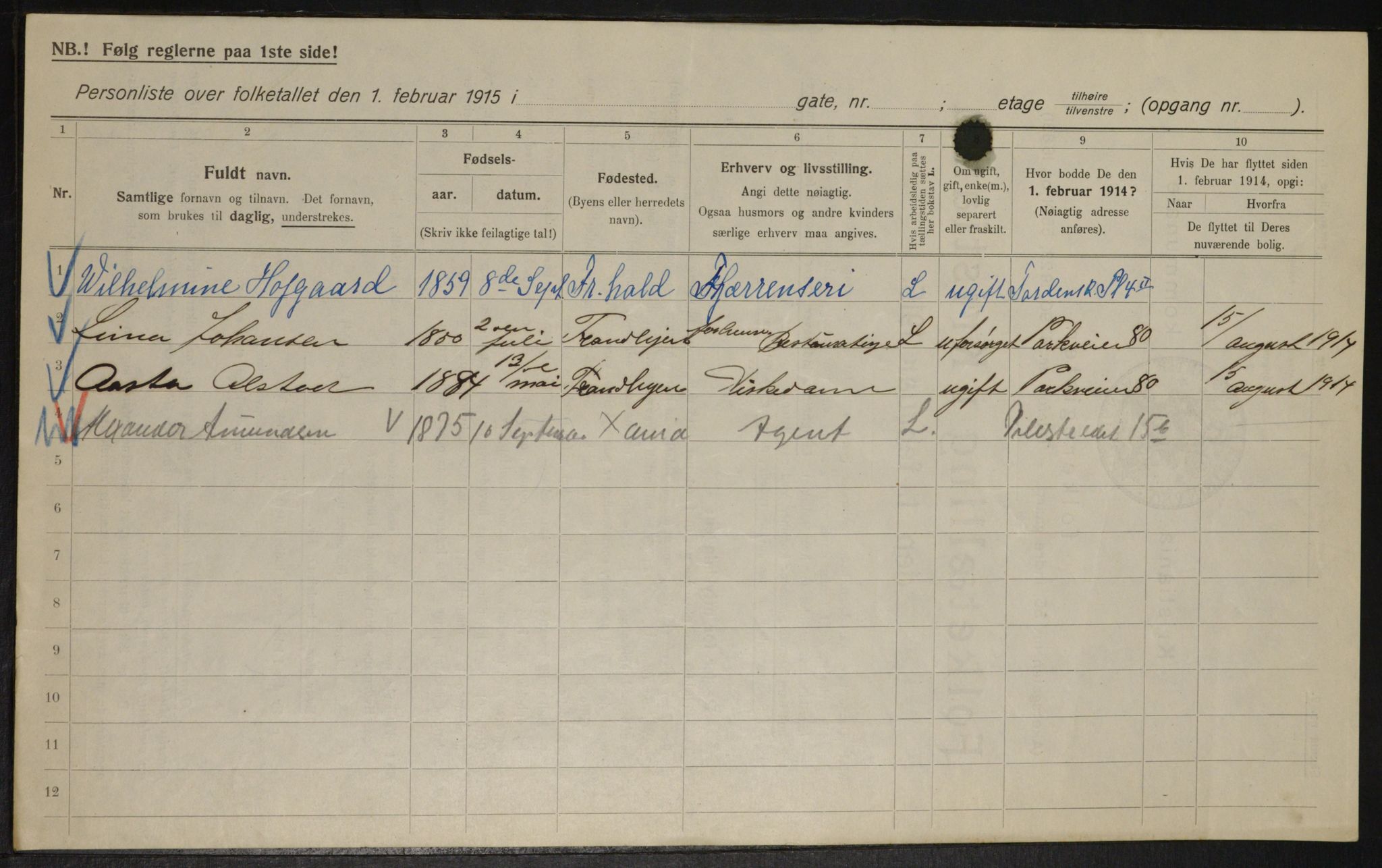 OBA, Municipal Census 1915 for Kristiania, 1915, p. 114214