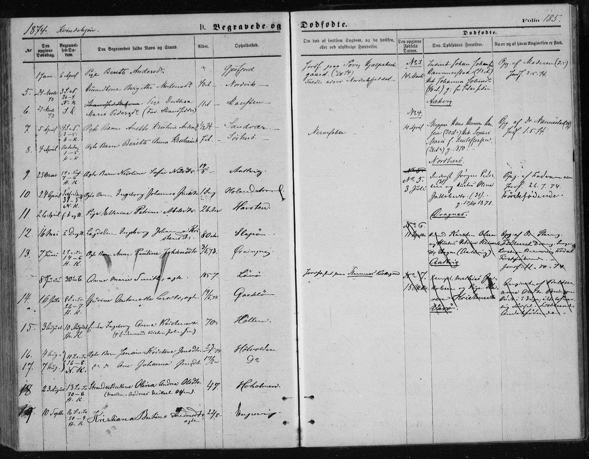 Ministerialprotokoller, klokkerbøker og fødselsregistre - Nordland, AV/SAT-A-1459/834/L0506: Parish register (official) no. 834A04, 1872-1878, p. 185