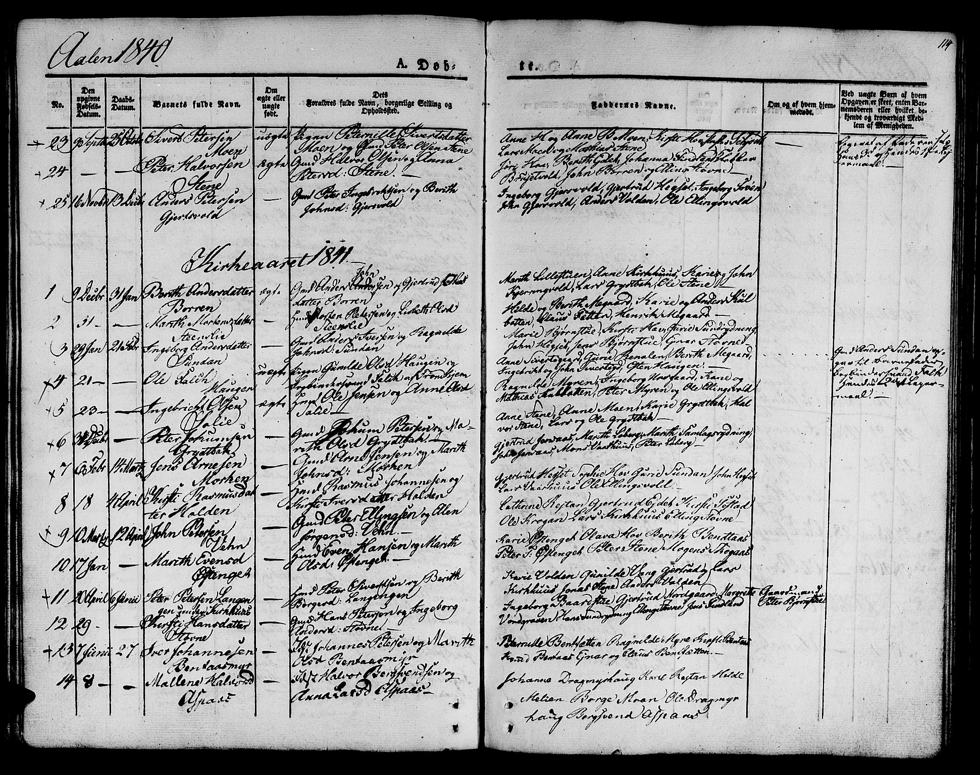 Ministerialprotokoller, klokkerbøker og fødselsregistre - Sør-Trøndelag, SAT/A-1456/685/L0959: Parish register (official) no. 685A04 /3, 1829-1845, p. 114