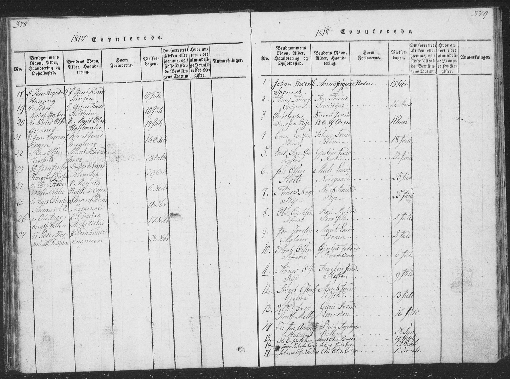 Ministerialprotokoller, klokkerbøker og fødselsregistre - Sør-Trøndelag, SAT/A-1456/668/L0816: Parish register (copy) no. 668C05, 1816-1893, p. 378-379