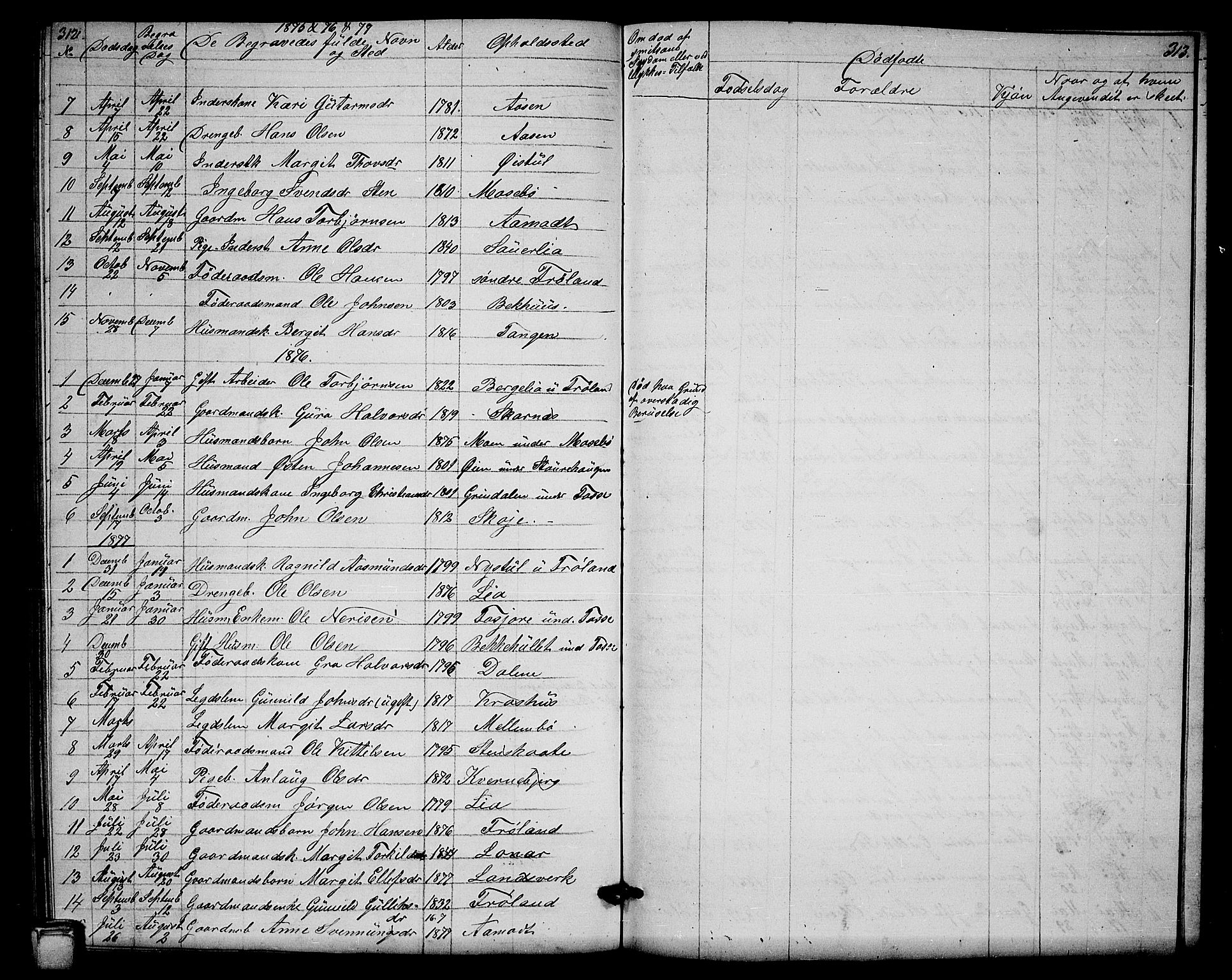 Hjartdal kirkebøker, SAKO/A-270/G/Gb/L0002: Parish register (copy) no. II 2, 1854-1884, p. 312-313