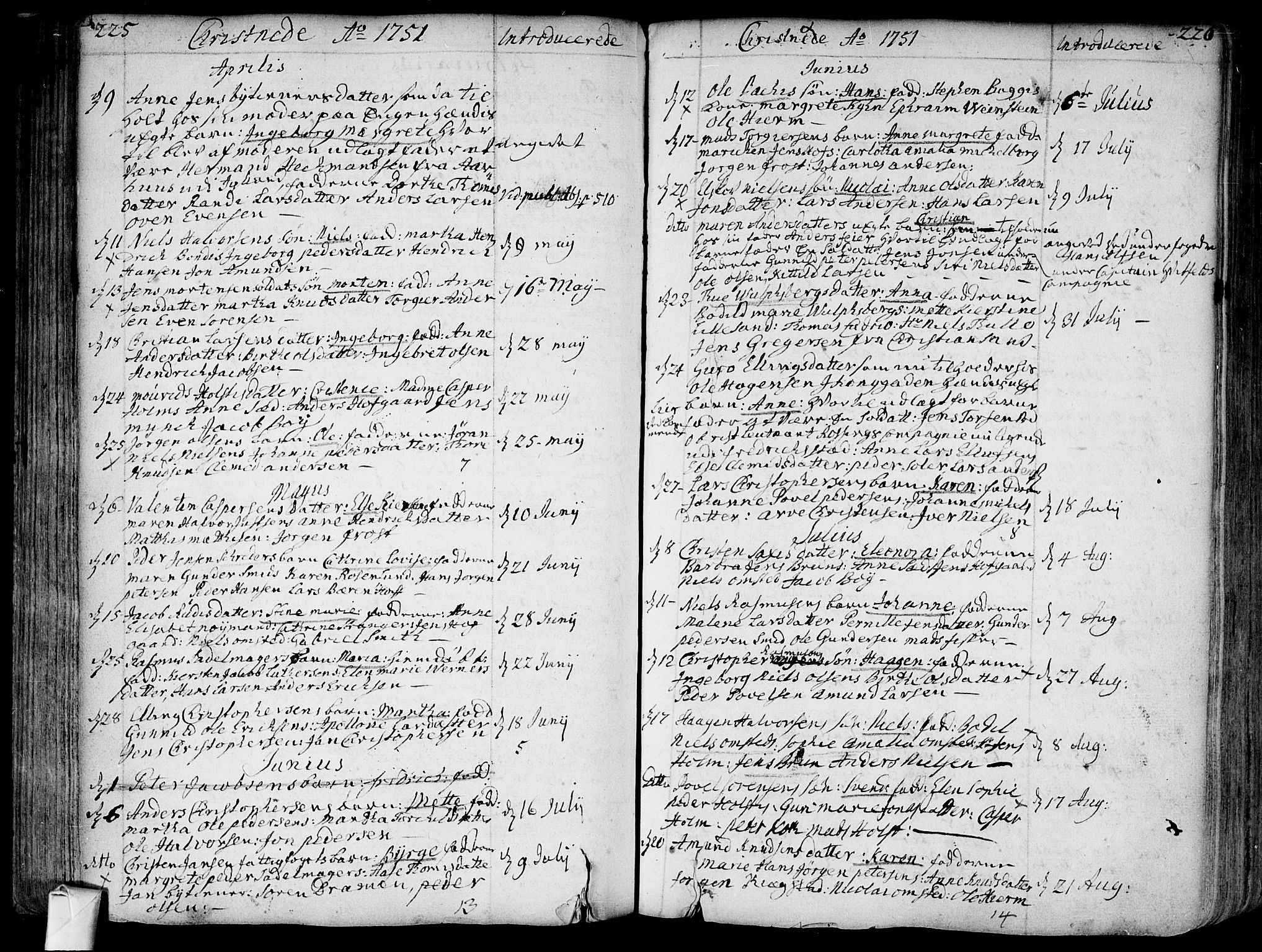 Bragernes kirkebøker, SAKO/A-6/F/Fa/L0004: Parish register (official) no. I 4, 1734-1759, p. 225-226