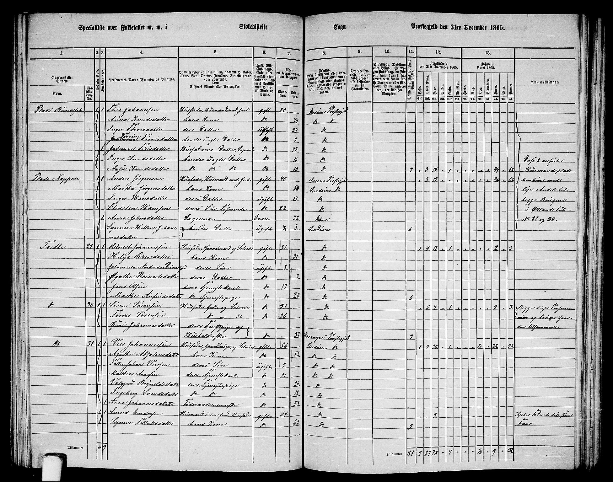 RA, 1865 census for Stord, 1865, p. 109