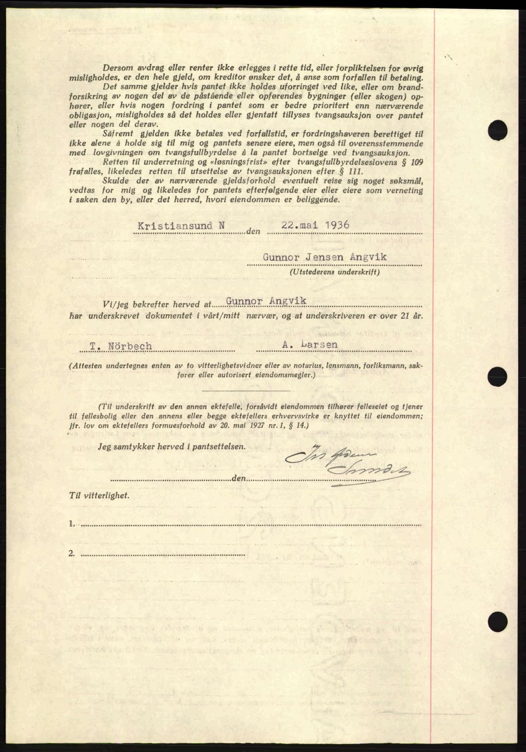 Kristiansund byfogd, AV/SAT-A-4587/A/27: Mortgage book no. 29, 1936-1937, Diary no: : 359/1936