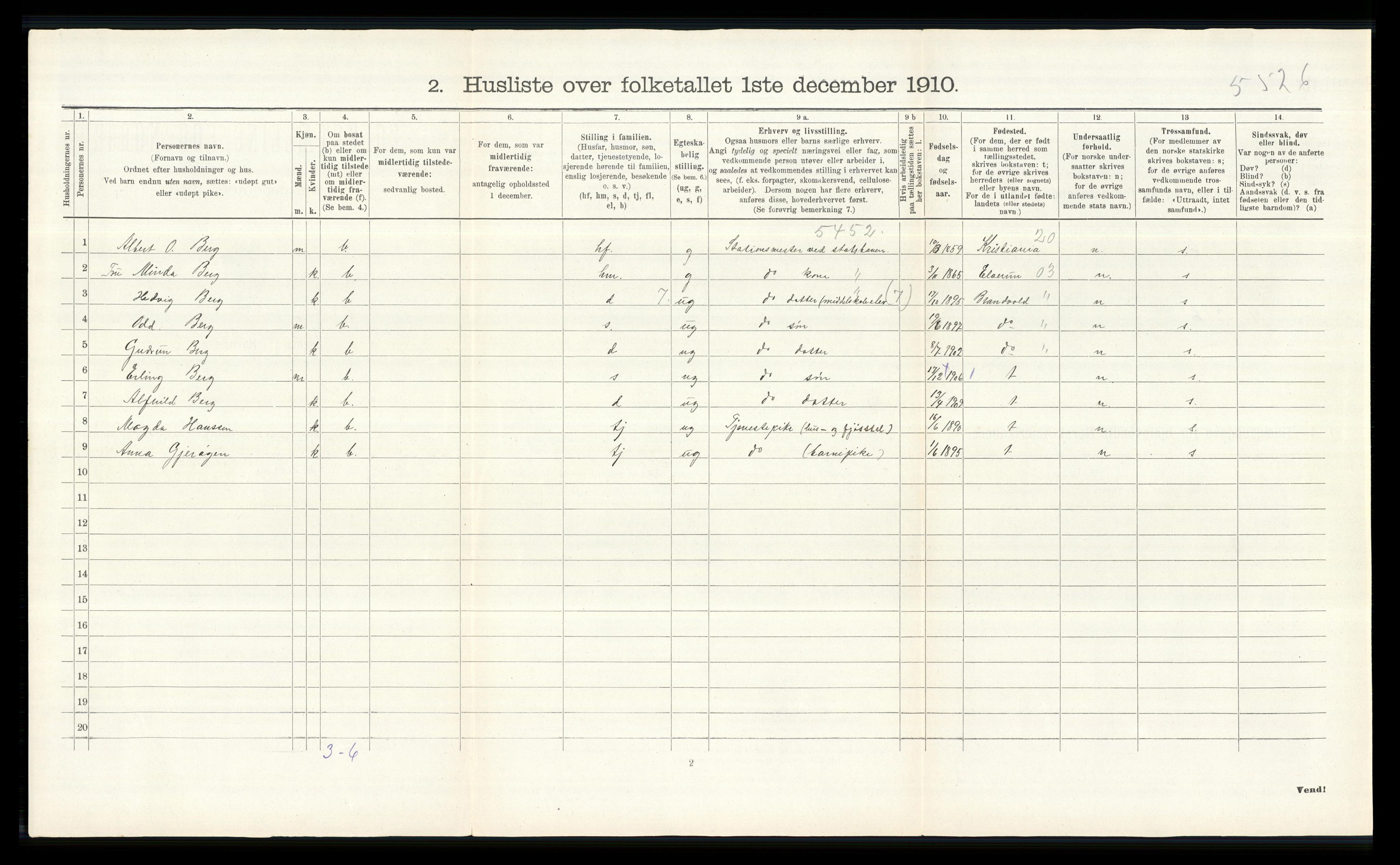 RA, 1910 census for Nes, 1910, p. 1675