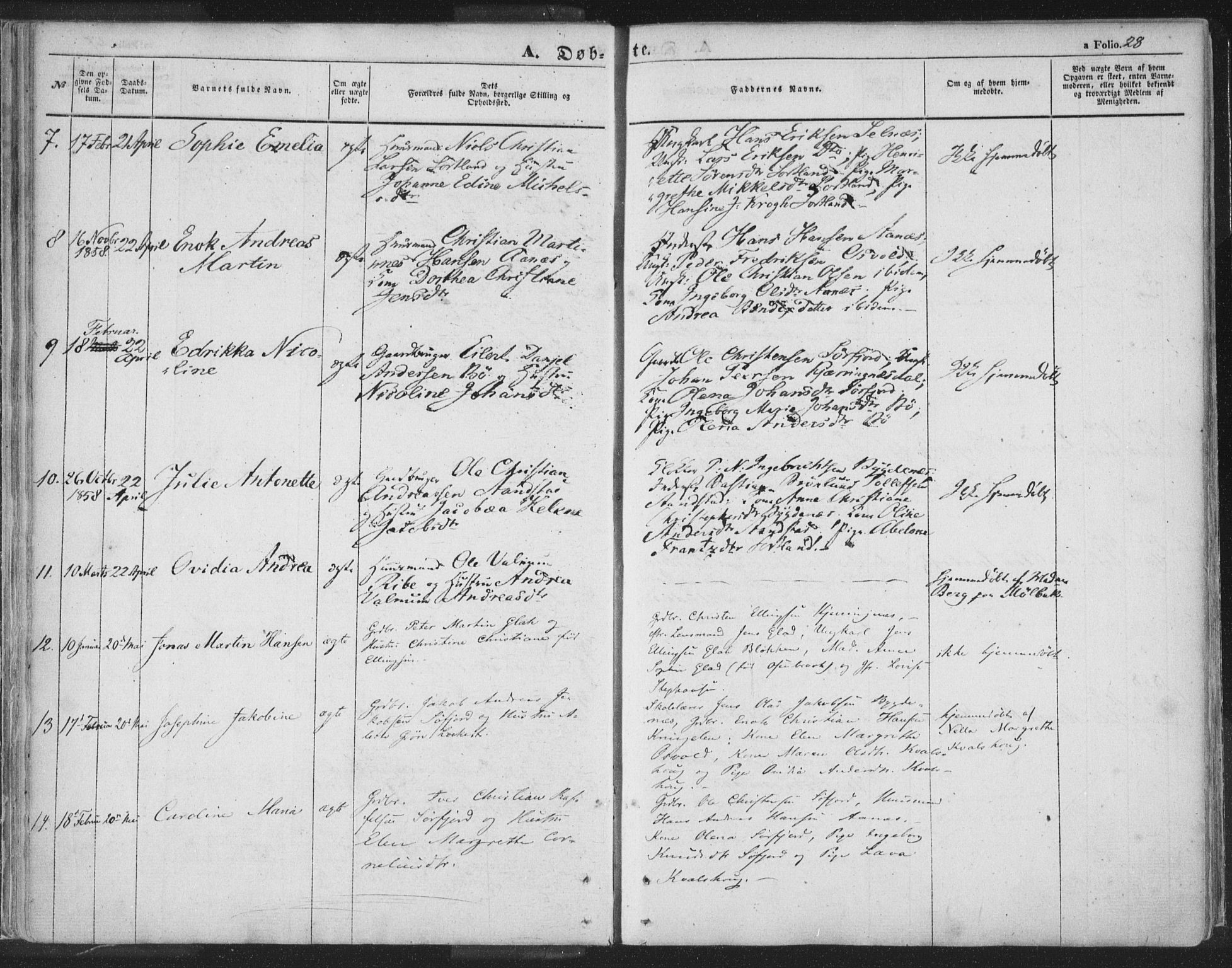 Ministerialprotokoller, klokkerbøker og fødselsregistre - Nordland, AV/SAT-A-1459/895/L1369: Parish register (official) no. 895A04, 1852-1872, p. 28