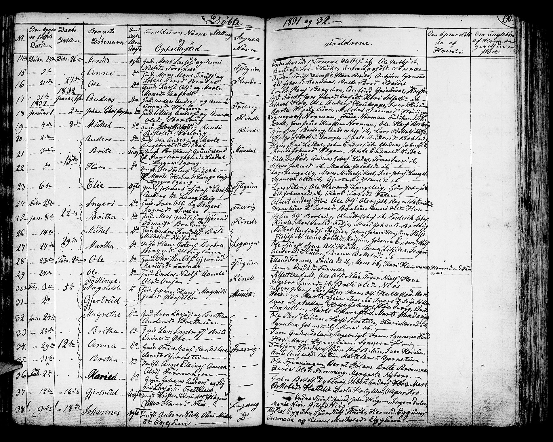 Leikanger sokneprestembete, SAB/A-81001: Parish register (official) no. A 6, 1810-1838, p. 190