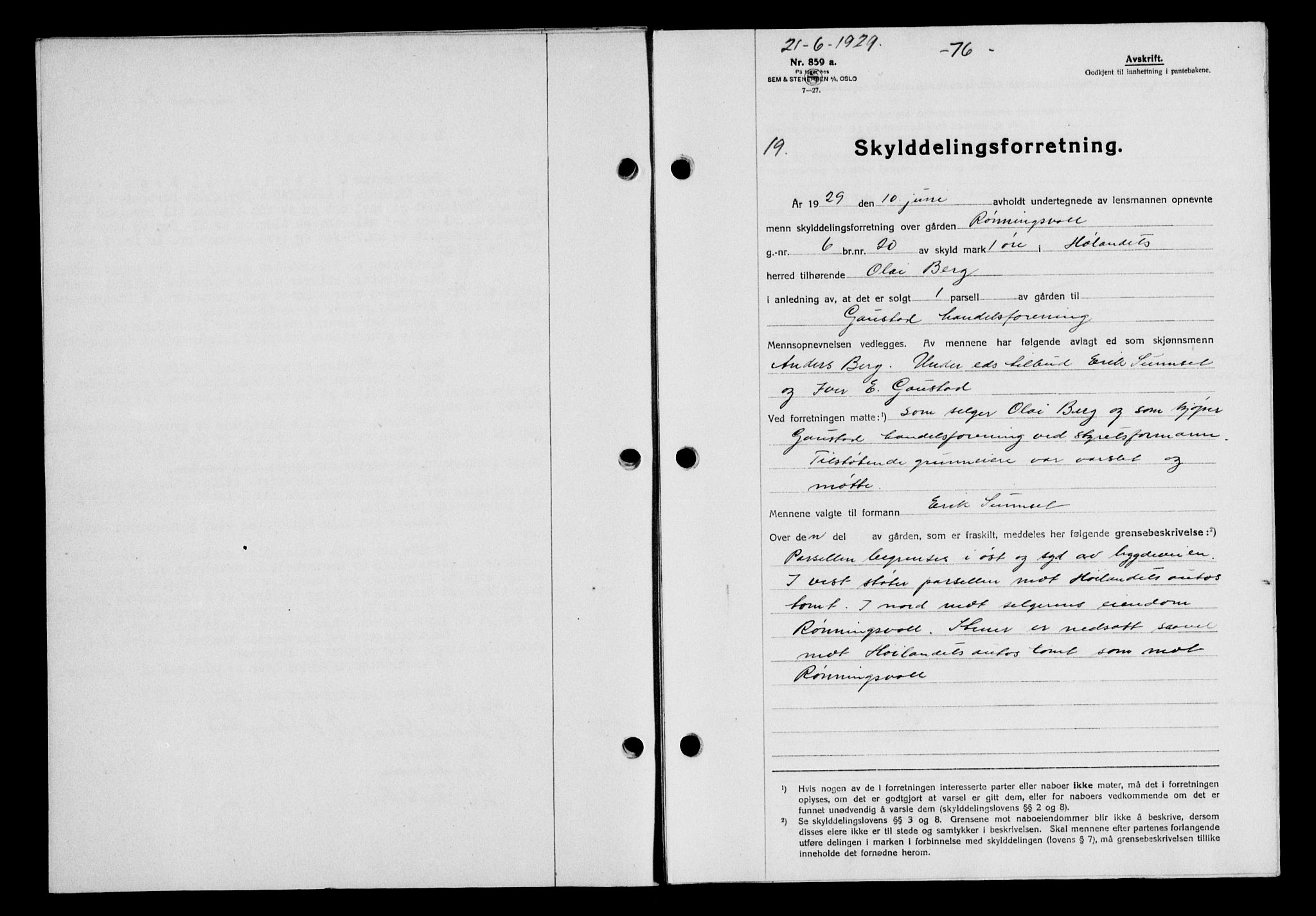 Gauldal sorenskriveri, AV/SAT-A-0014/1/2/2C/L0038: Mortgage book no. 39, 1929-1930, Deed date: 21.06.1929