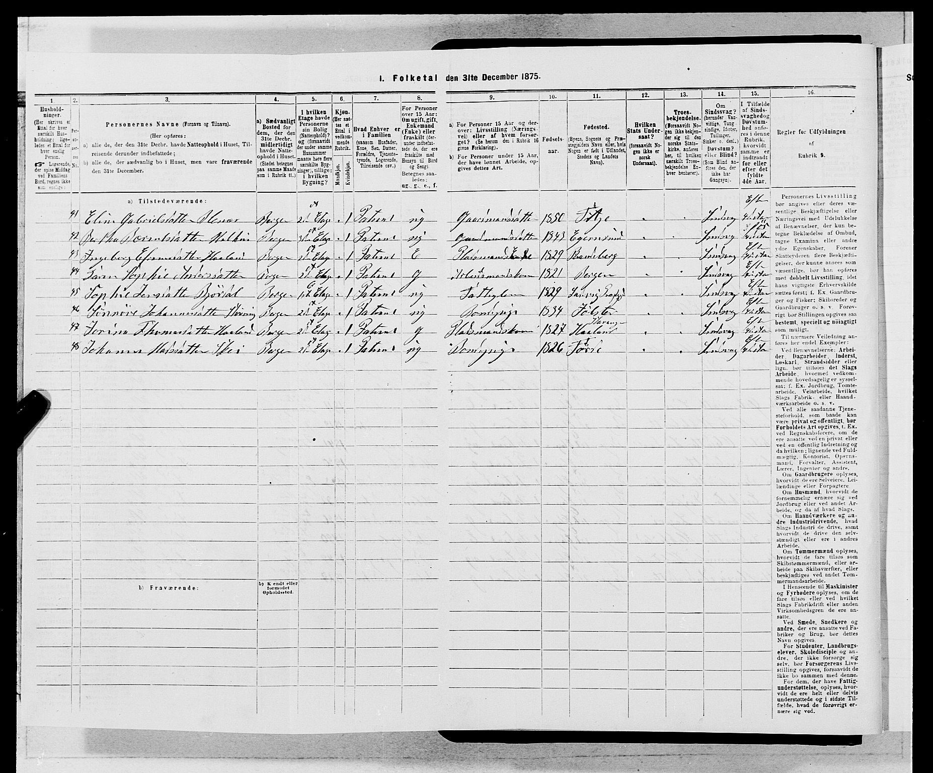 SAB, 1875 census for 1301 Bergen, 1875, p. 4889