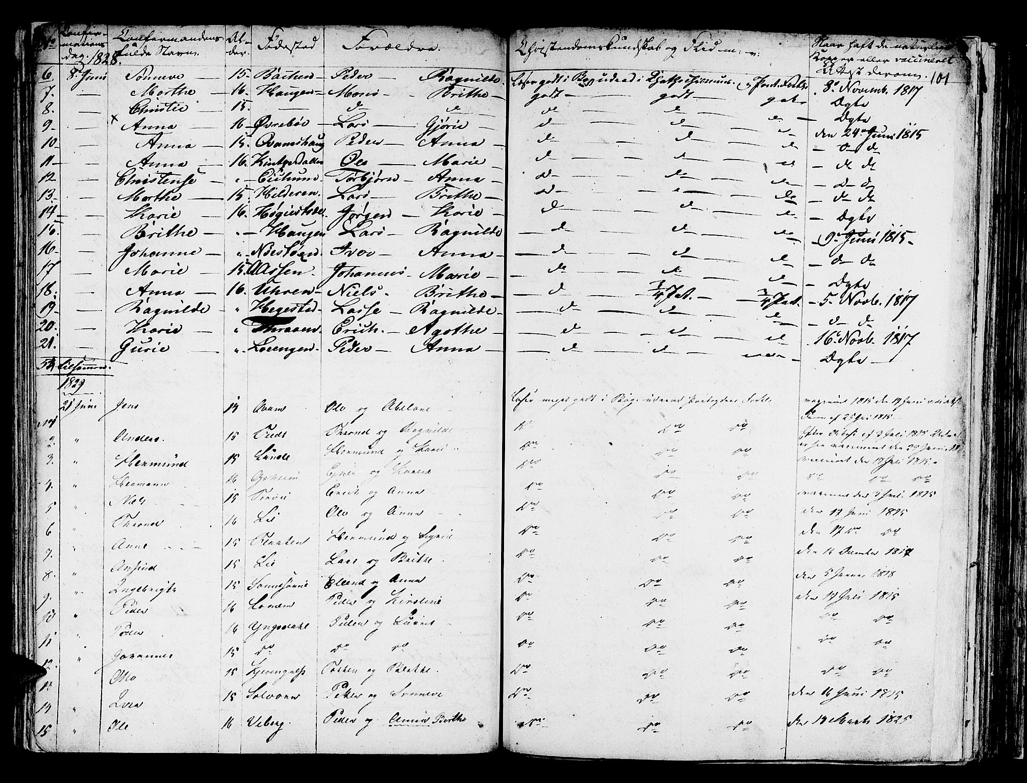 Hafslo sokneprestembete, SAB/A-80301/H/Haa/Haaa/L0004: Parish register (official) no. A 4, 1821-1834, p. 101