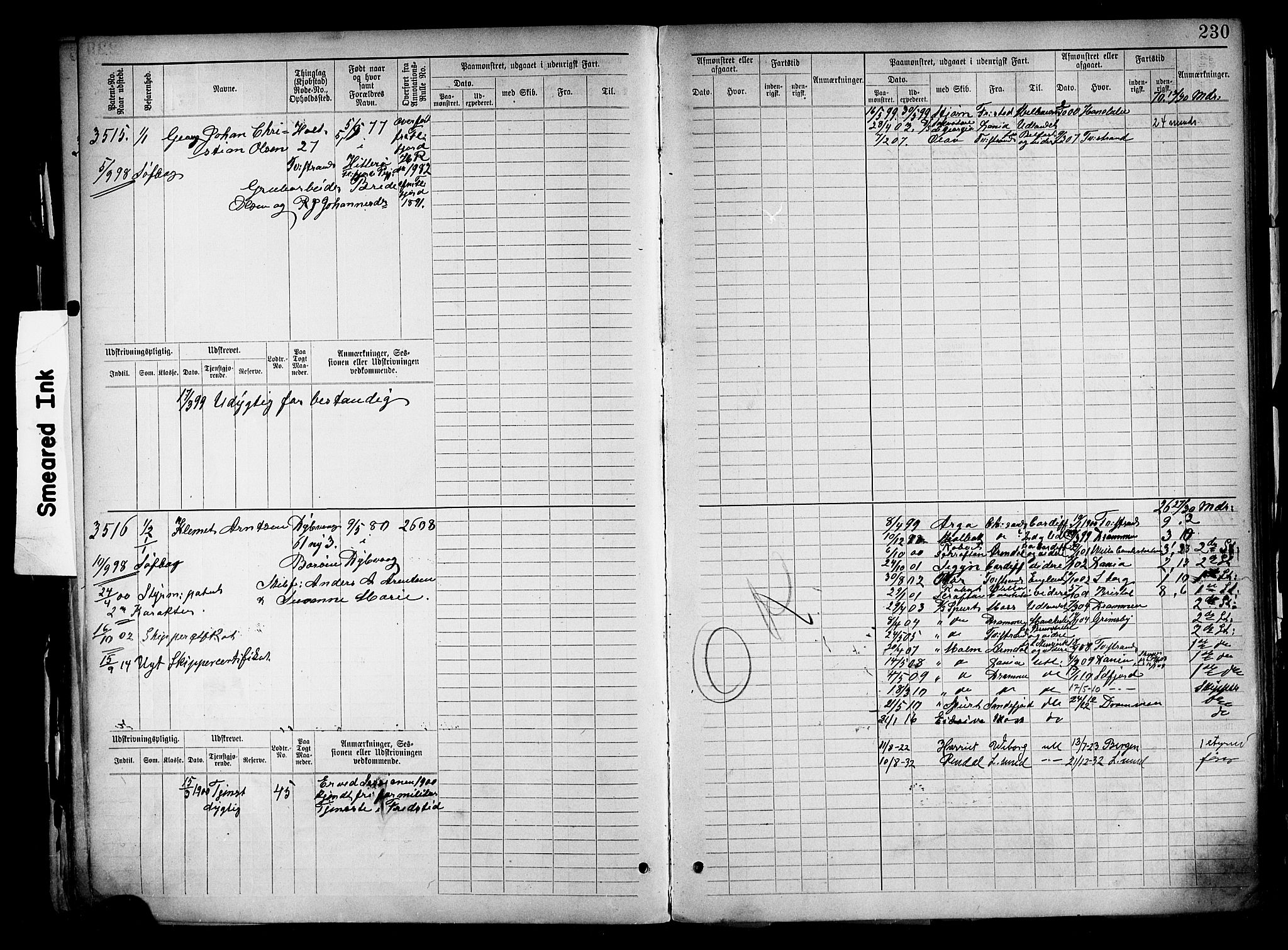 Tvedestrand mønstringskrets, AV/SAK-2031-0011/F/Fb/L0019: Hovedrulle nr 3057-3818, U-35, 1892-1906, p. 238