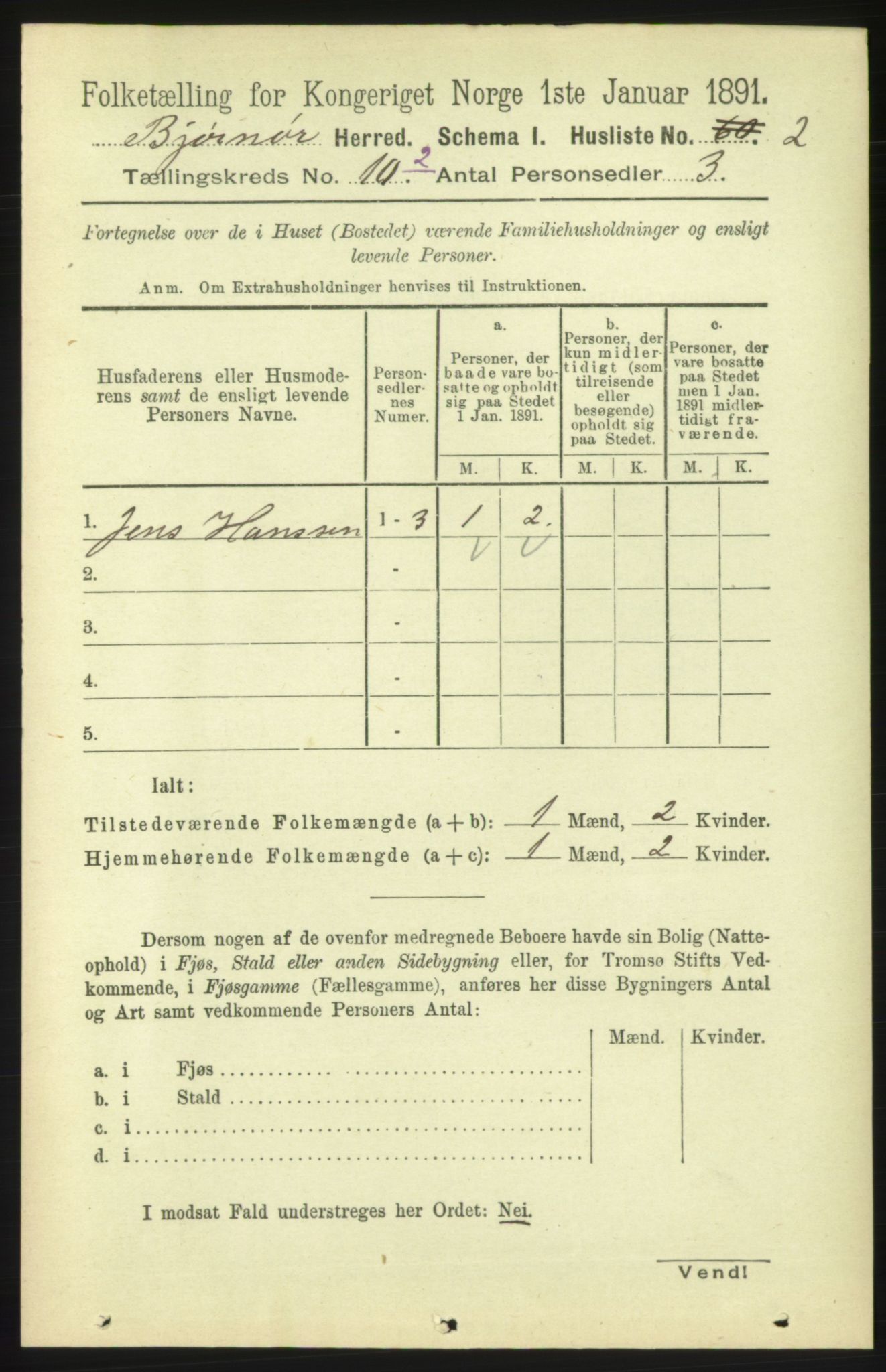 RA, 1891 census for 1632 Bjørnør, 1891, p. 4527