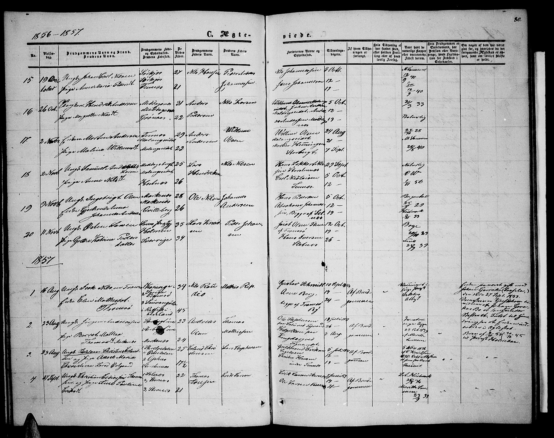 Balsfjord sokneprestembete, SATØ/S-1303/G/Ga/L0005klokker: Parish register (copy) no. 5, 1856-1862, p. 80