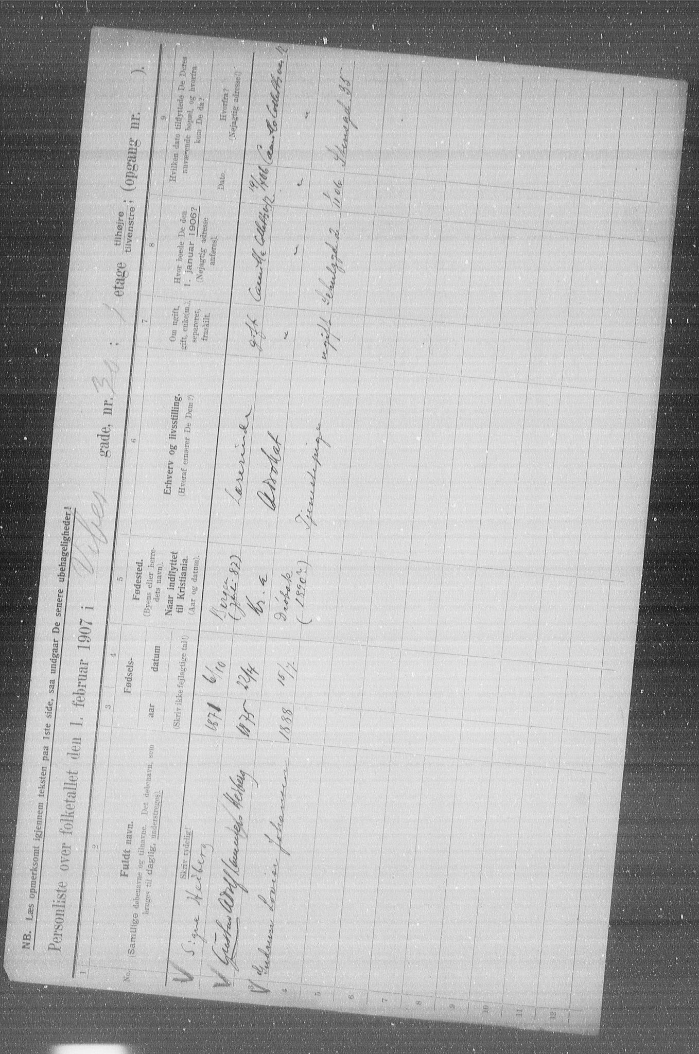 OBA, Municipal Census 1907 for Kristiania, 1907, p. 62788