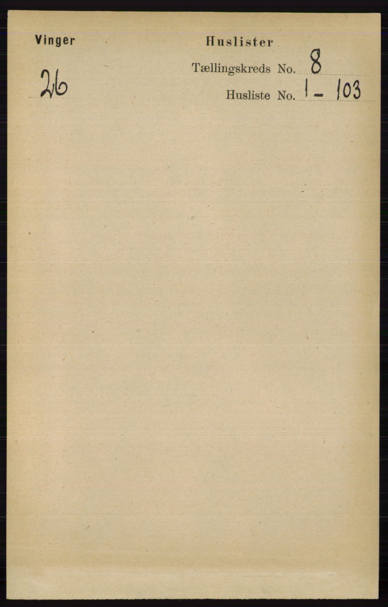 RA, 1891 census for 0421 Vinger, 1891, p. 3525