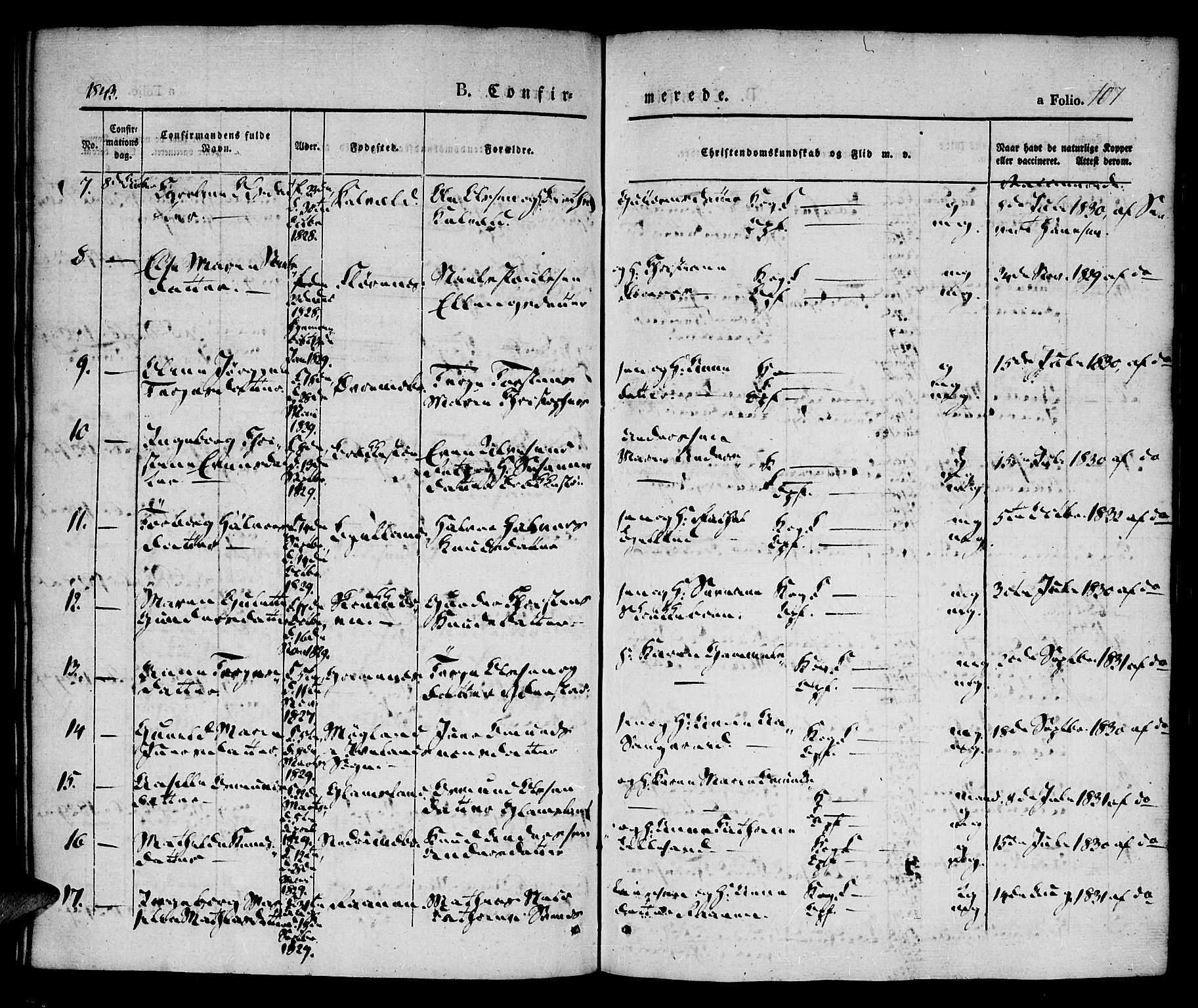 Vestre Moland sokneprestkontor, AV/SAK-1111-0046/F/Fa/Fab/L0005: Parish register (official) no. A 5, 1841-1849, p. 107