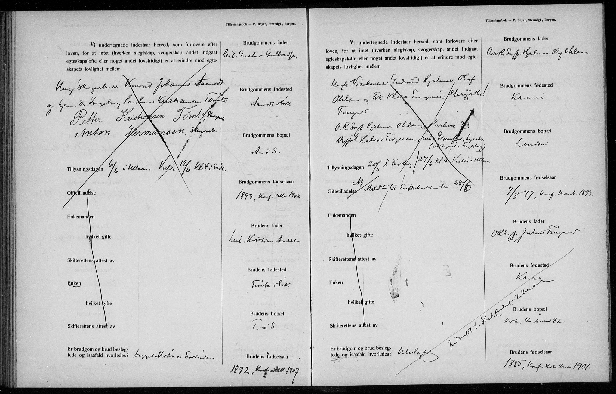 Ullern prestekontor Kirkebøker, AV/SAO-A-10740/H/L0001: Banns register no. 1, 1911-1916