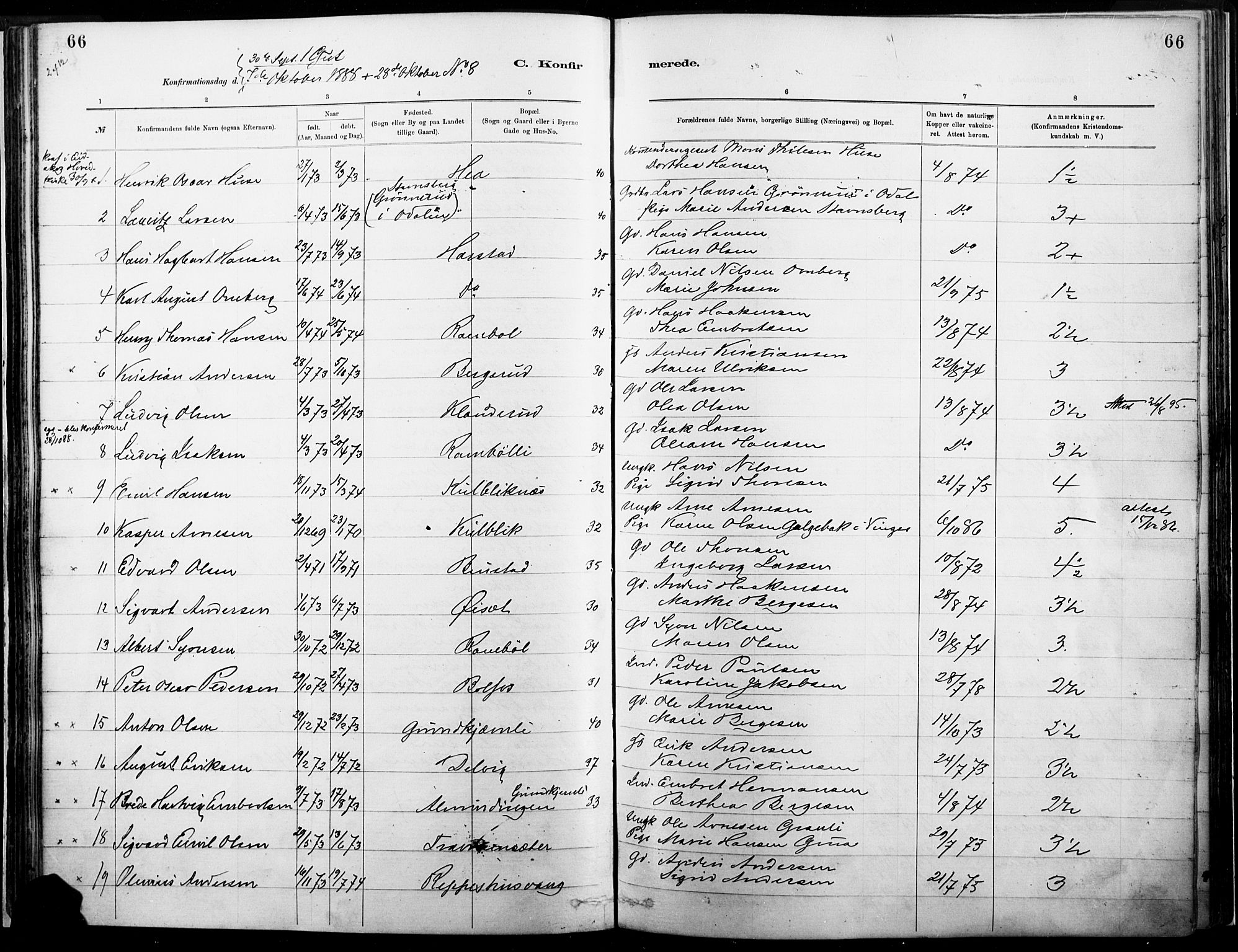 Eidskog prestekontor, SAH/PREST-026/H/Ha/Haa/L0004: Parish register (official) no. 4, 1884-1897, p. 66