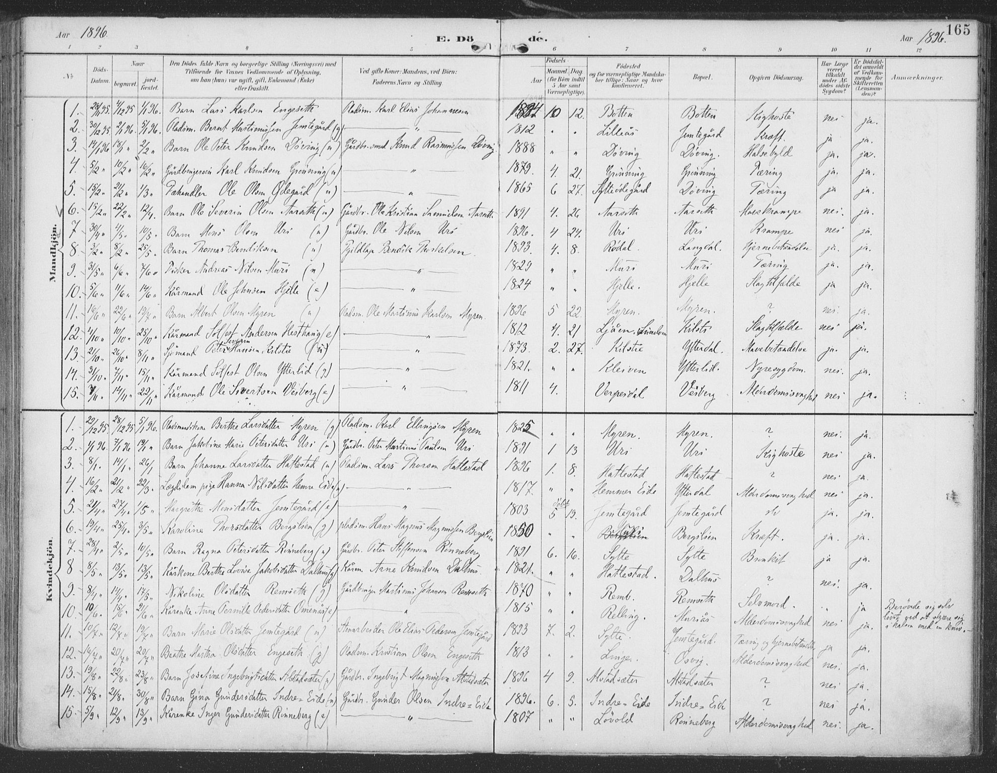 Ministerialprotokoller, klokkerbøker og fødselsregistre - Møre og Romsdal, SAT/A-1454/519/L0256: Parish register (official) no. 519A15, 1895-1912, p. 165