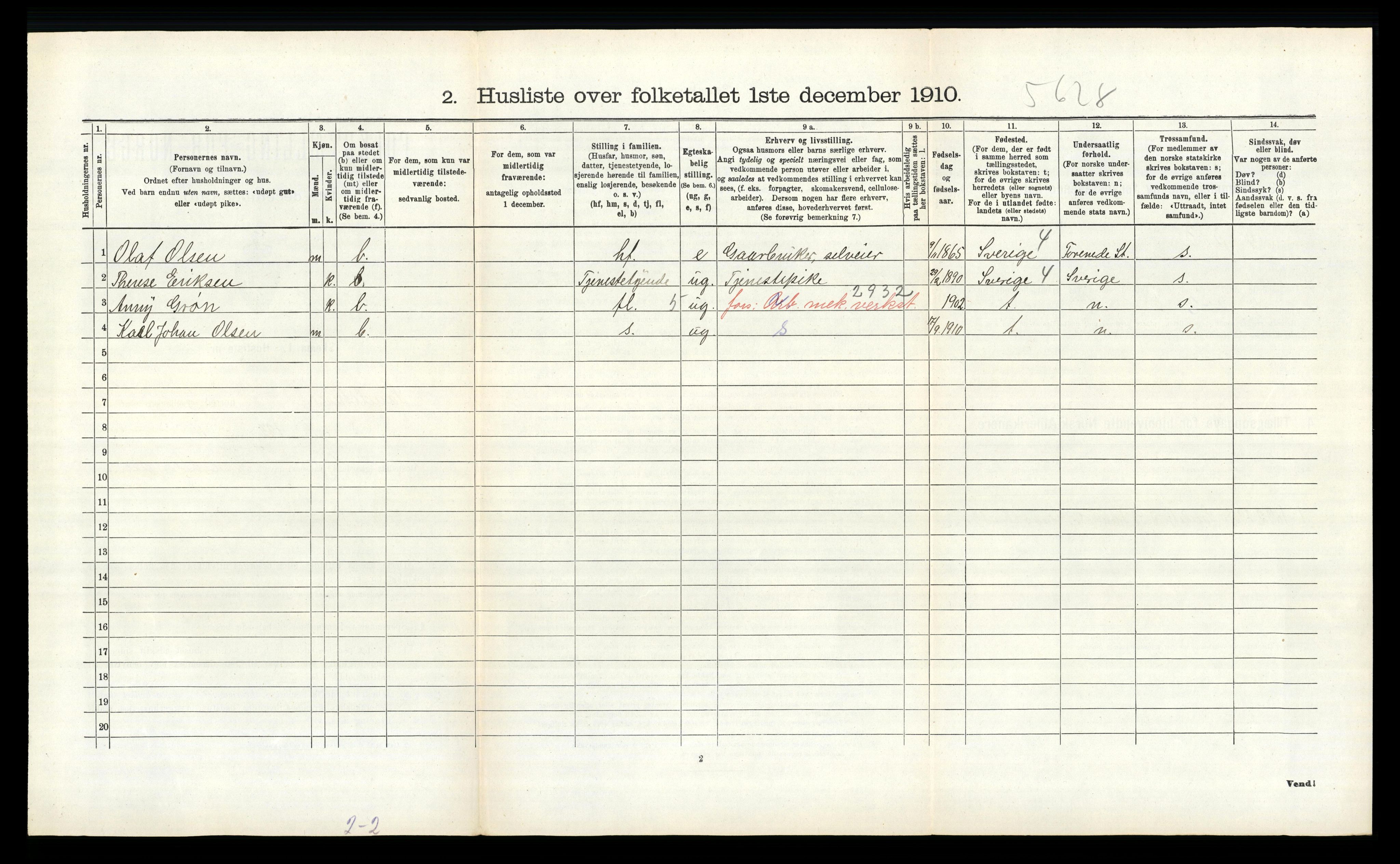 RA, 1910 census for Sandeherred, 1910, p. 1410