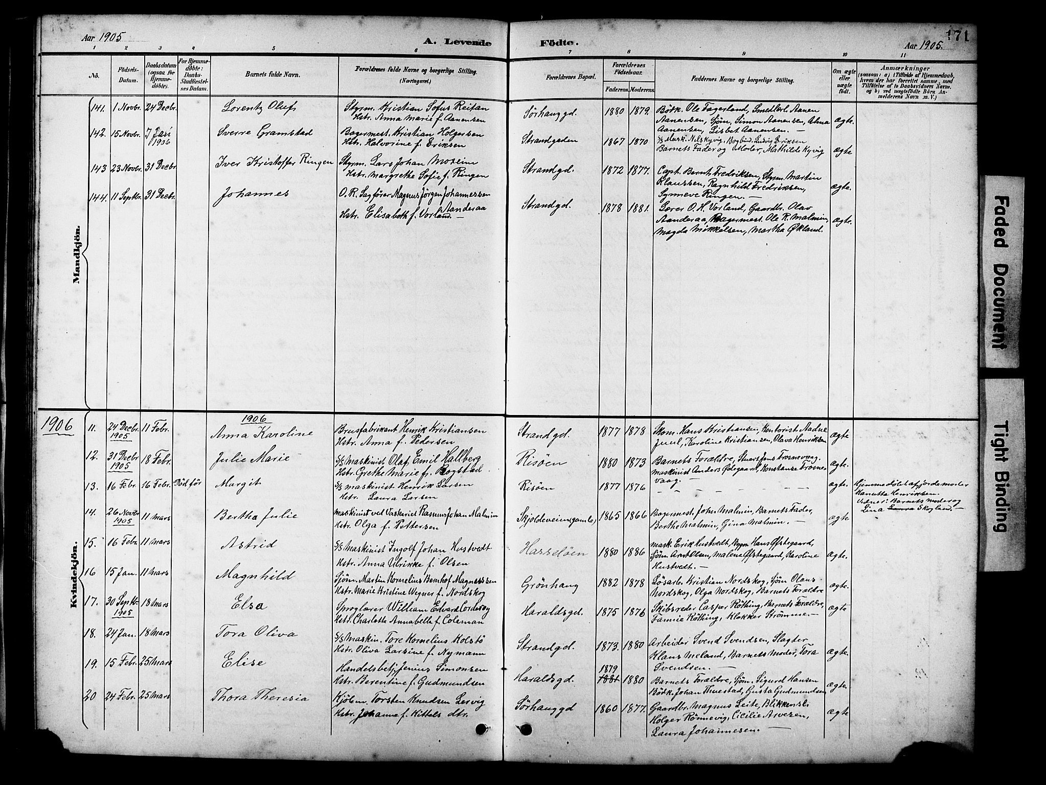 Haugesund sokneprestkontor, AV/SAST-A -101863/H/Ha/Hab/L0005: Parish register (copy) no. B 5, 1894-1908, p. 171