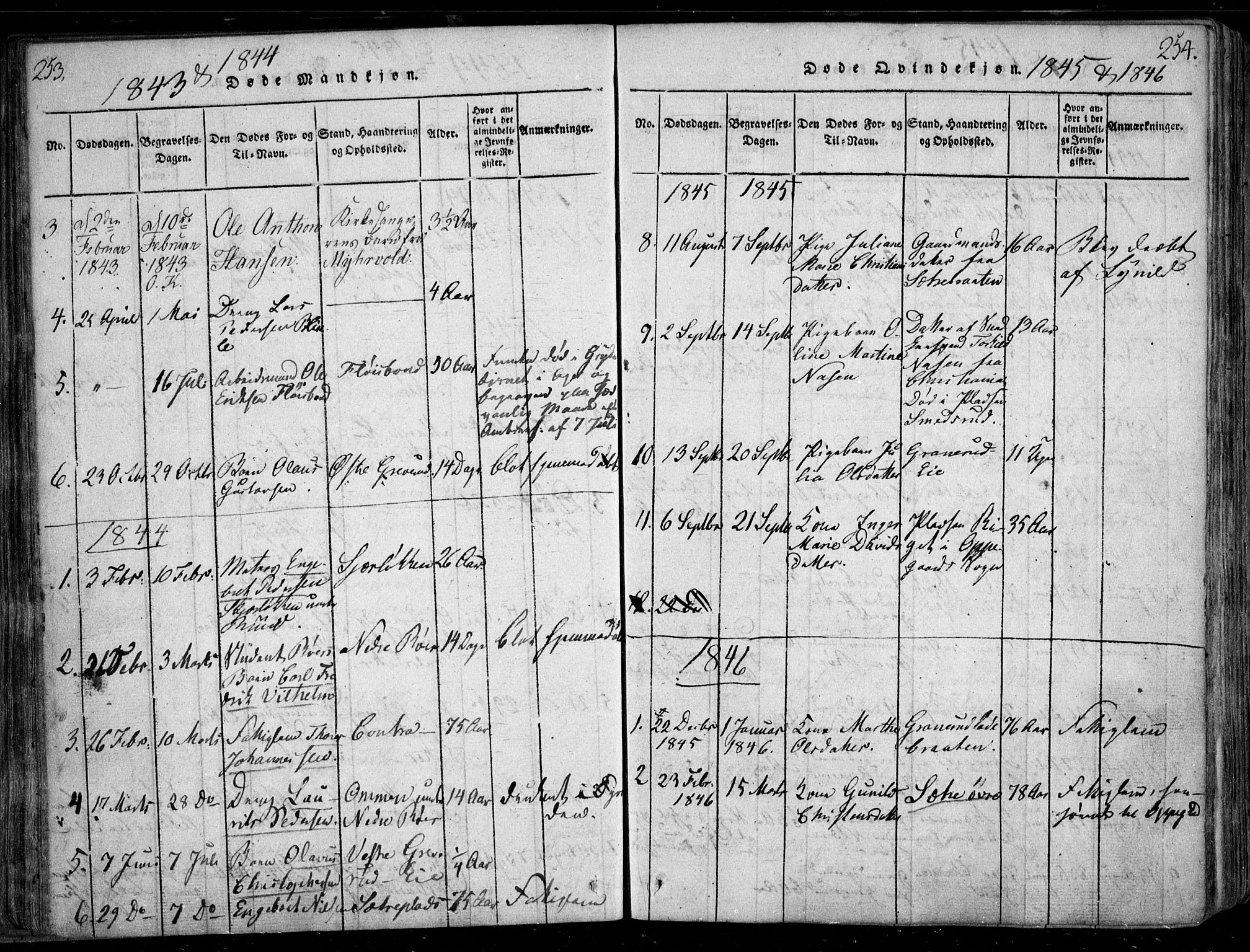 Nesodden prestekontor Kirkebøker, SAO/A-10013/F/Fa/L0006: Parish register (official) no. I 6, 1814-1847, p. 253-254