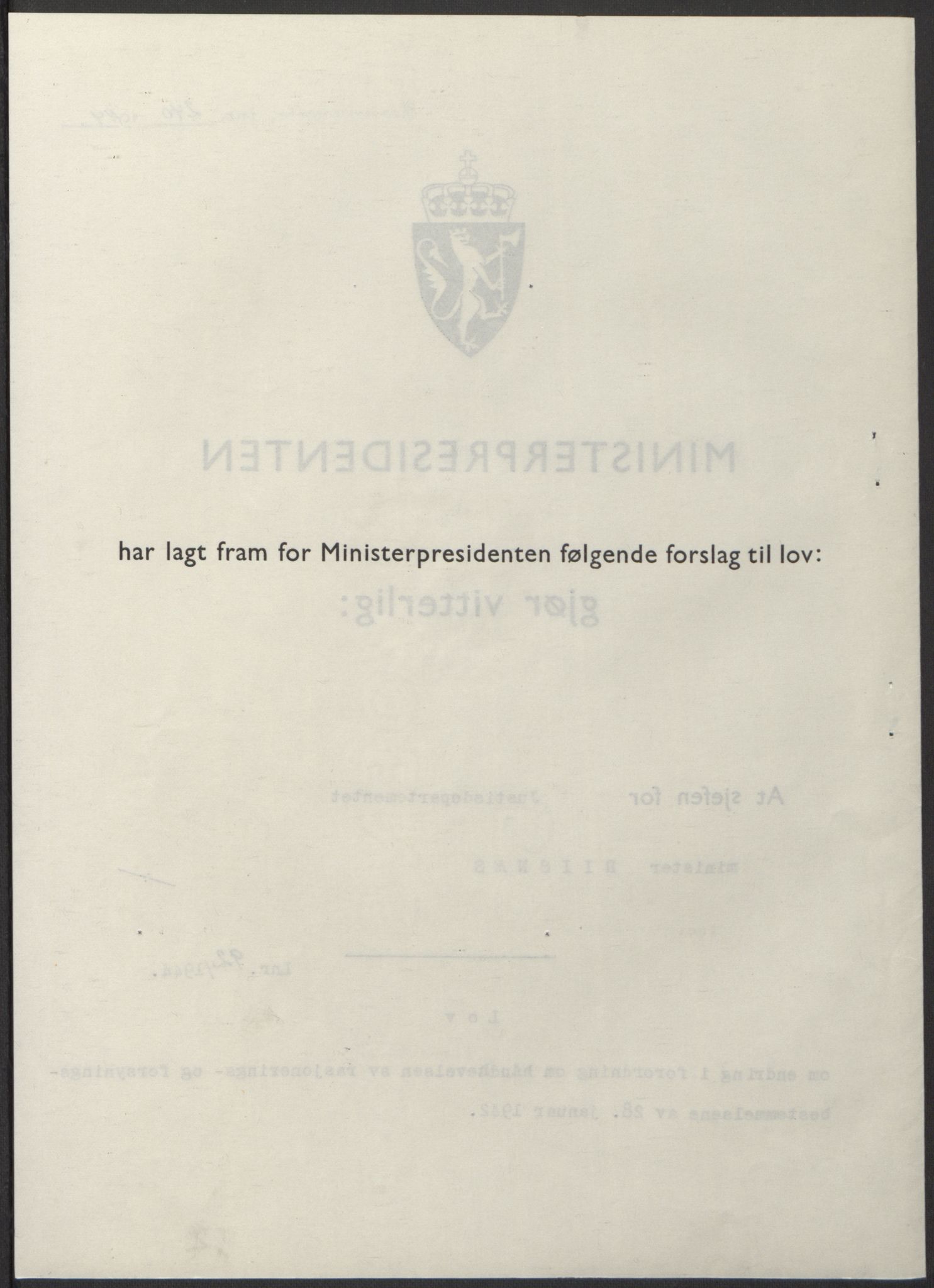 NS-administrasjonen 1940-1945 (Statsrådsekretariatet, de kommisariske statsråder mm), RA/S-4279/D/Db/L0100: Lover, 1944, p. 438