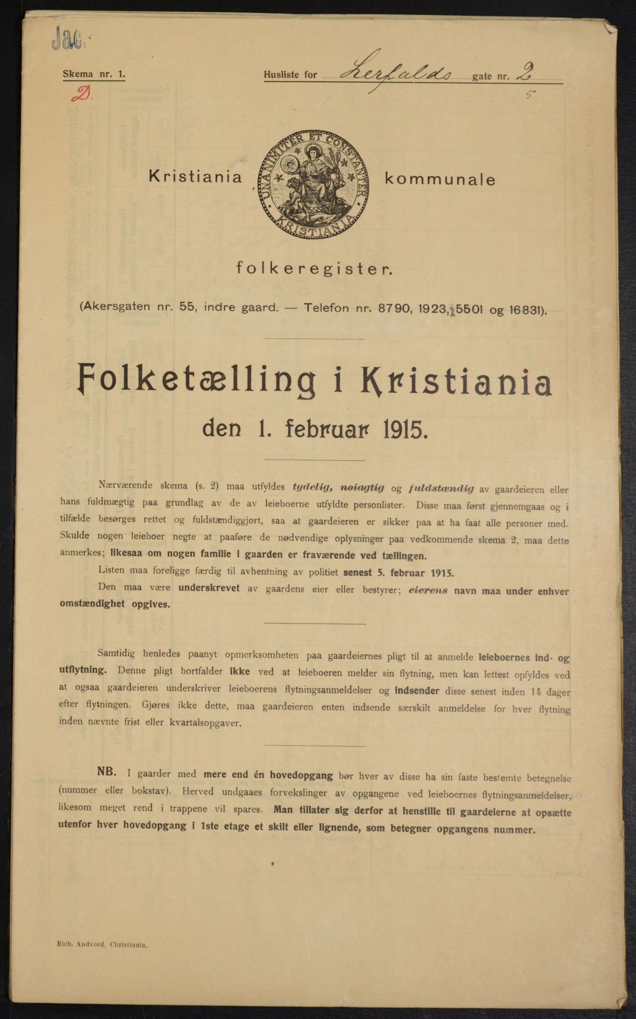 OBA, Municipal Census 1915 for Kristiania, 1915, p. 56731