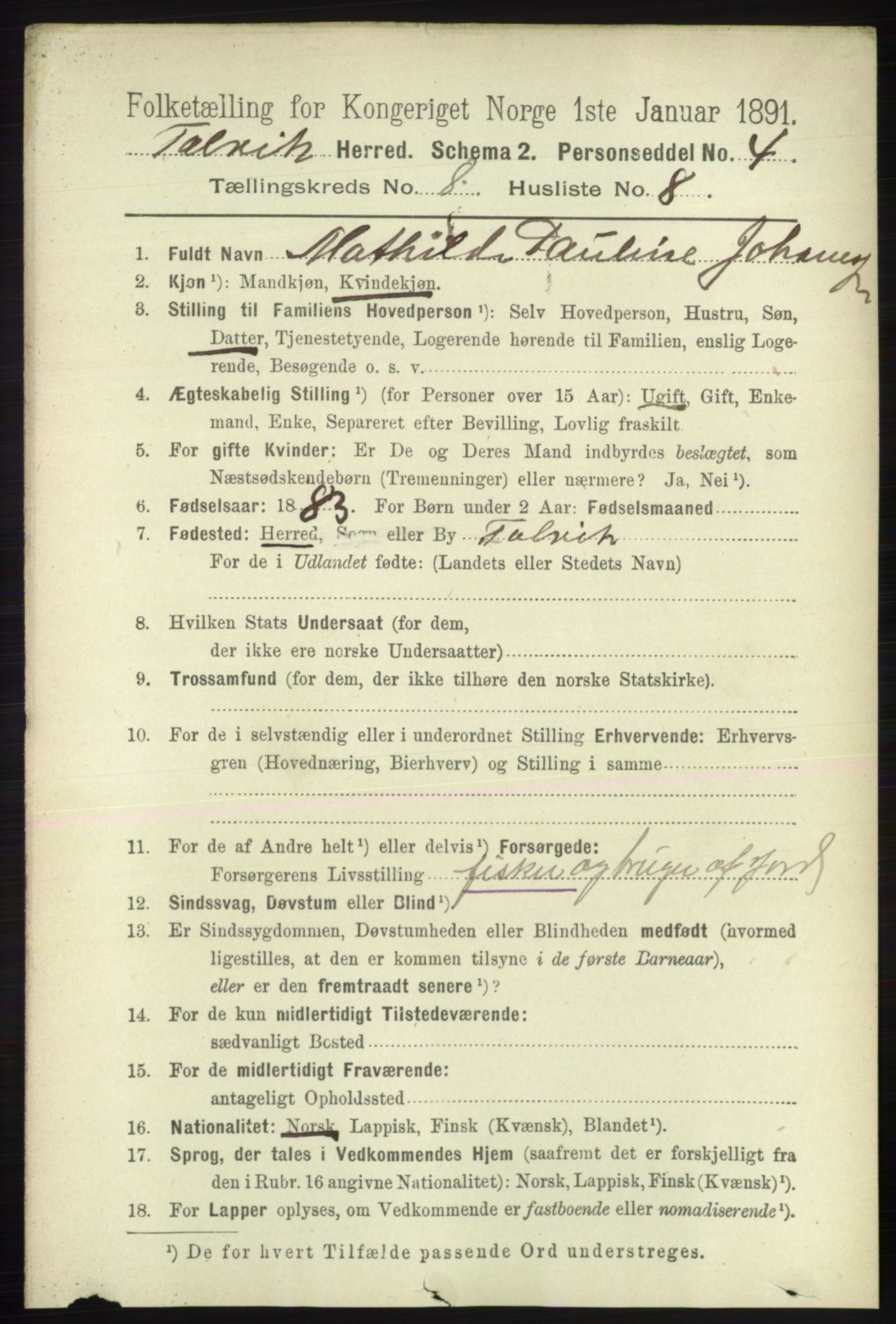 RA, 1891 census for 2013 Talvik, 1891, p. 2090