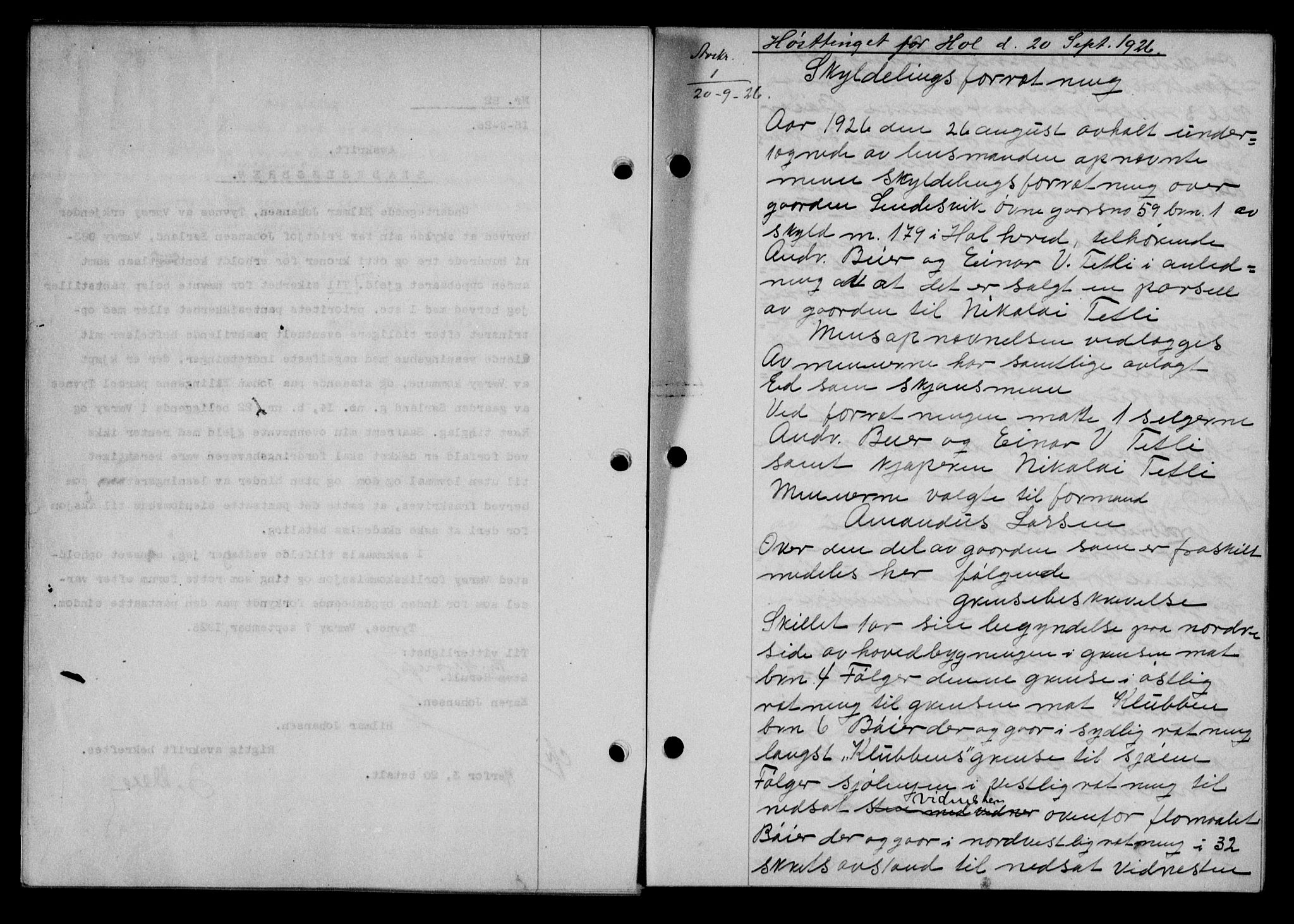 Lofoten sorenskriveri, SAT/A-0017/1/2/2C/L0014b: Mortgage book no. 14b, 1926-1926, Deed date: 20.09.1926