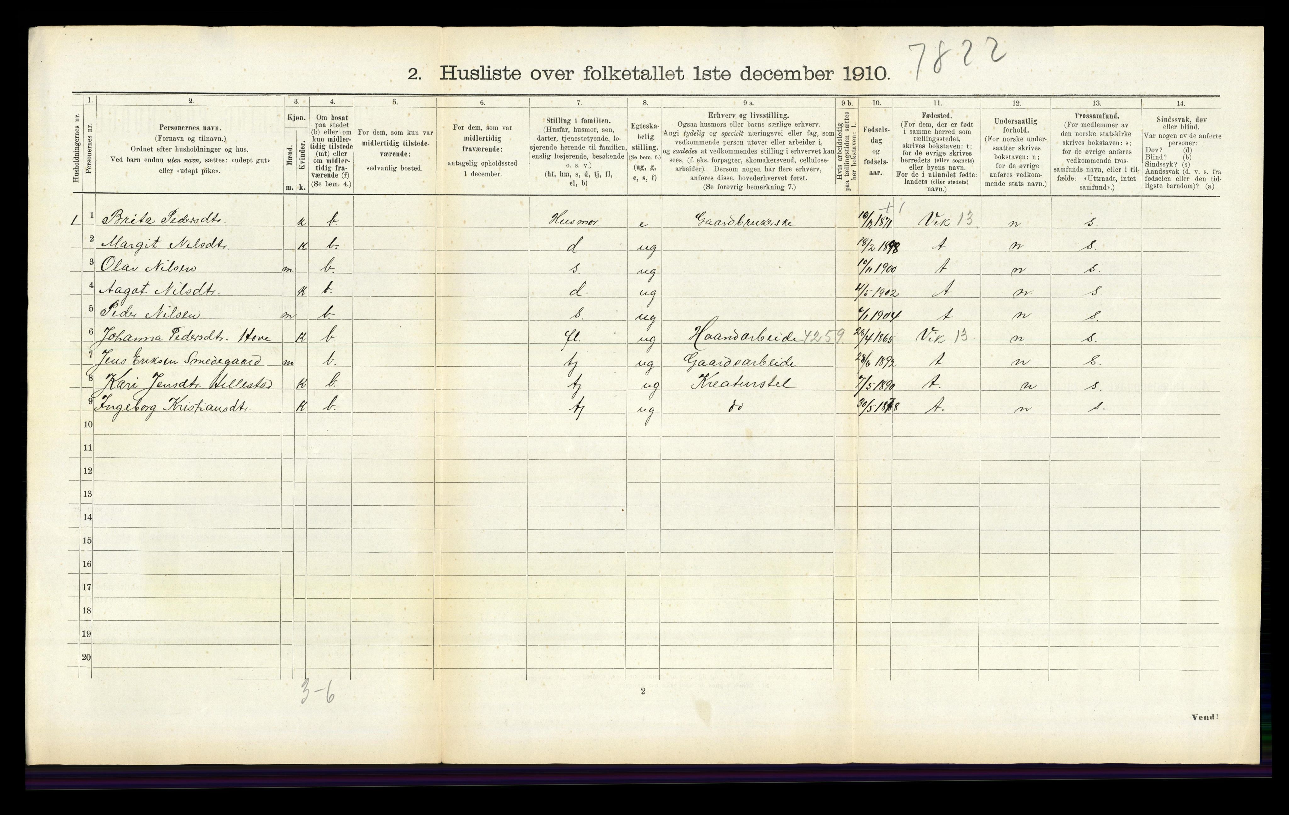 RA, 1910 census for Hafslo, 1910, p. 324