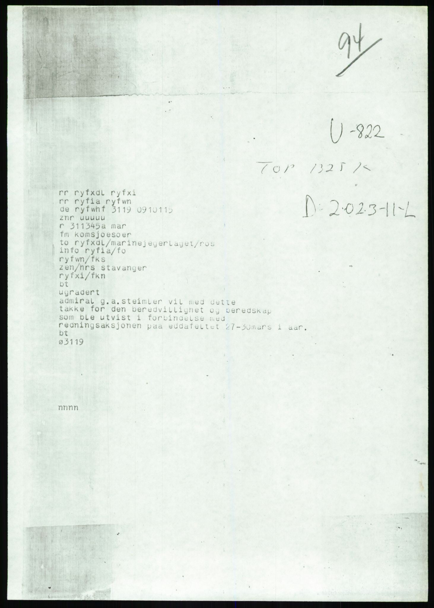 Justisdepartementet, Granskningskommisjonen ved Alexander Kielland-ulykken 27.3.1980, AV/RA-S-1165/D/L0017: P Hjelpefartøy (Doku.liste + P1-P6 av 6)/Q Hovedredningssentralen (Q0-Q27 av 27), 1980-1981, p. 244