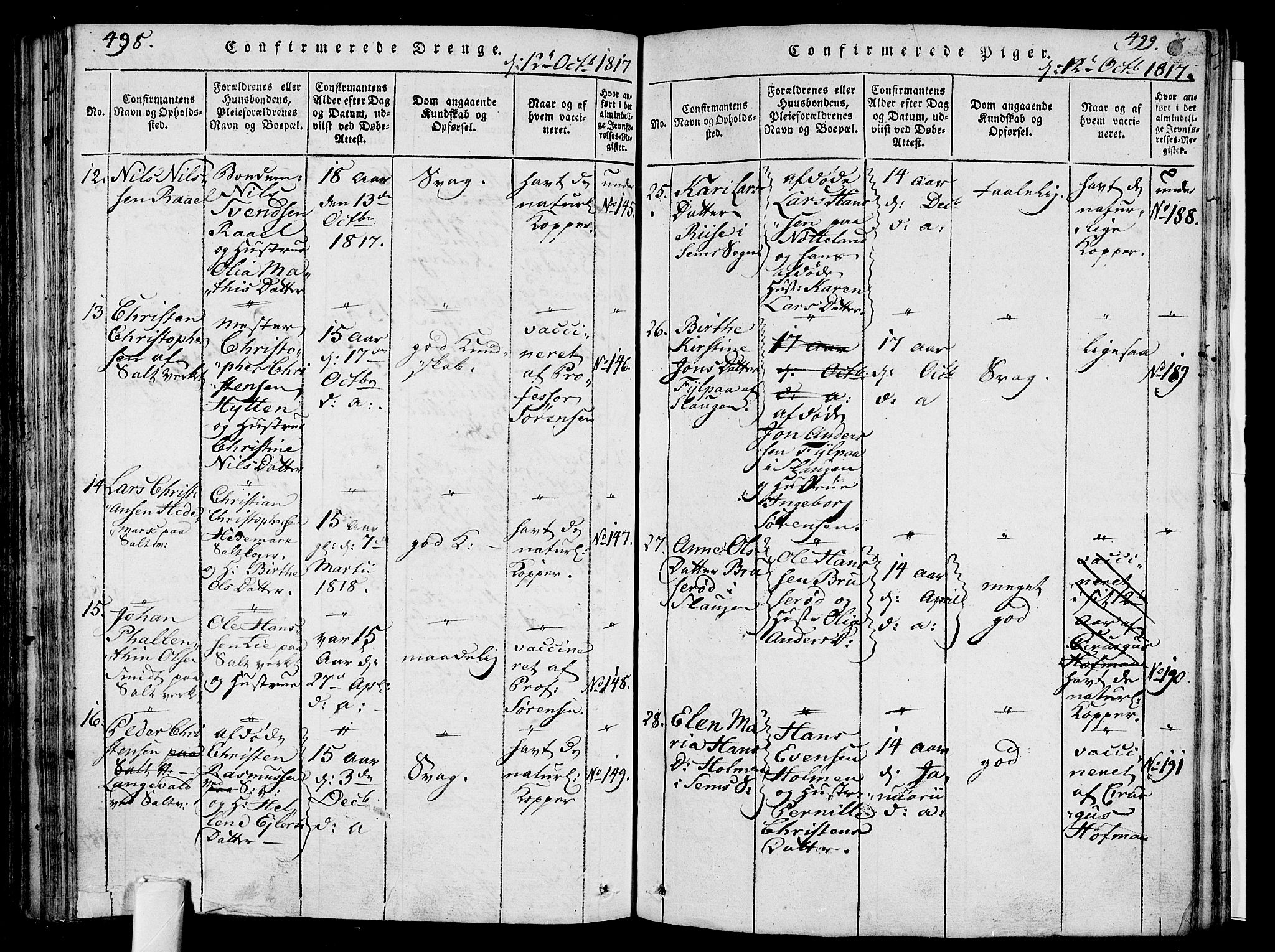 Sem kirkebøker, AV/SAKO-A-5/F/Fa/L0004: Parish register (official) no. I 4, 1814-1825, p. 498-499