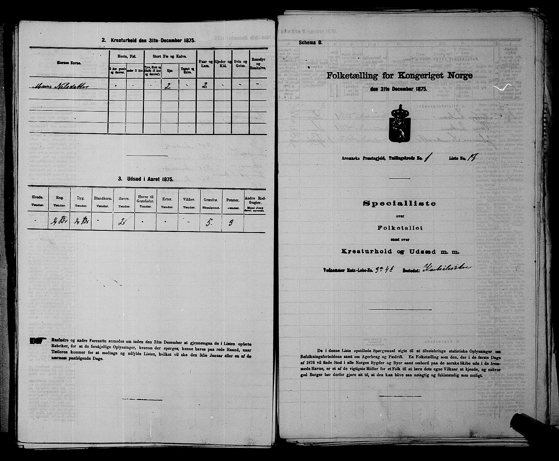 RA, 1875 census for 0118P Aremark, 1875, p. 70