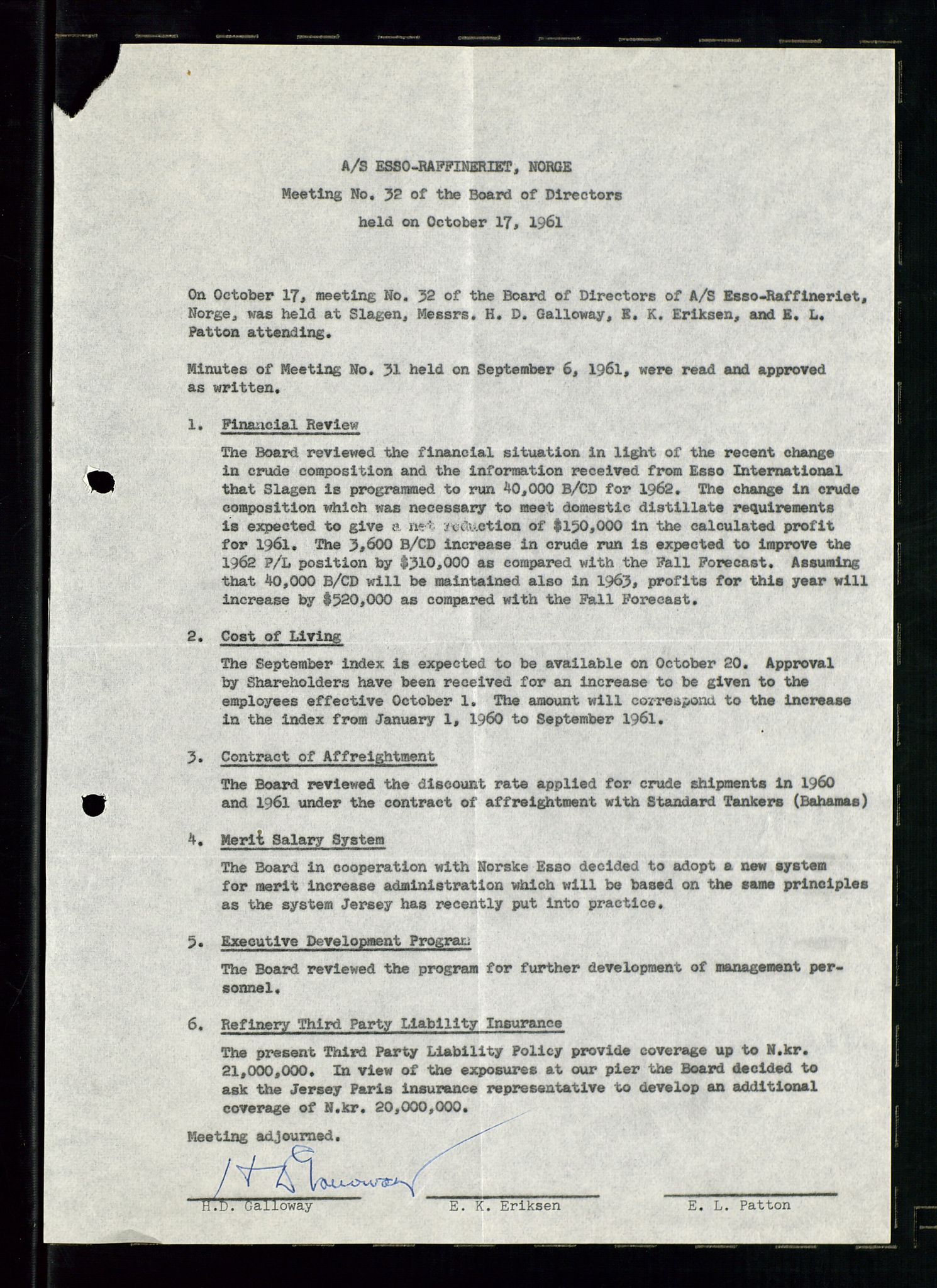 PA 1537 - A/S Essoraffineriet Norge, AV/SAST-A-101957/A/Aa/L0001/0001: Styremøter / Styremøter, board meetings, 1959-1961, p. 6