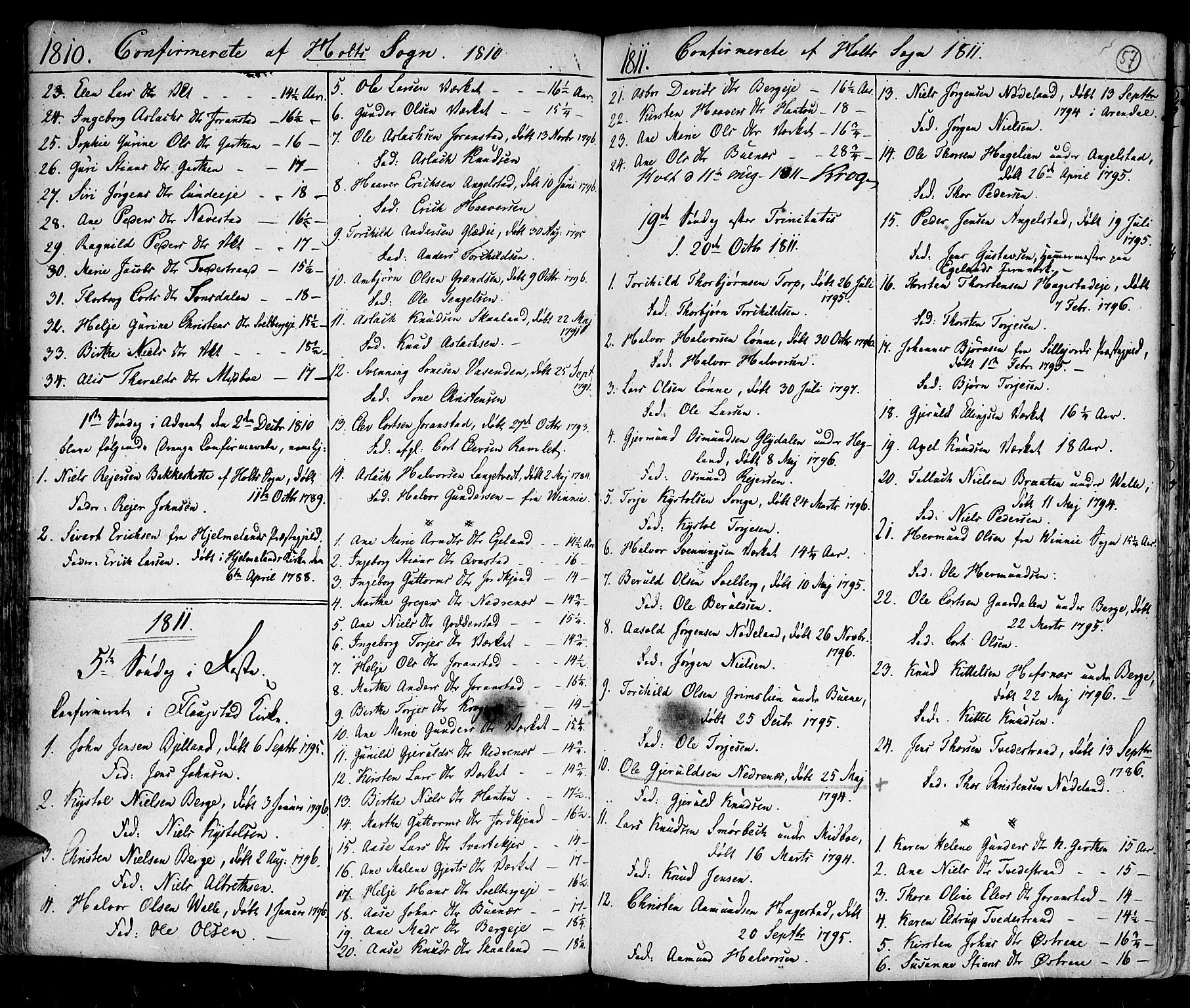 Holt sokneprestkontor, SAK/1111-0021/F/Fa/L0004: Parish register (official) no. A 4, 1799-1813, p. 57