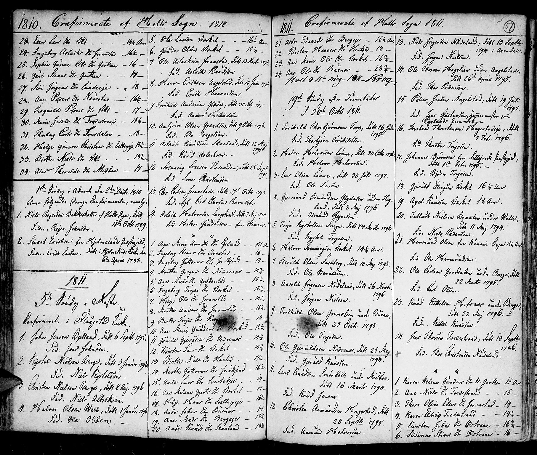 Holt sokneprestkontor, AV/SAK-1111-0021/F/Fa/L0004: Parish register (official) no. A 4, 1799-1813, p. 57