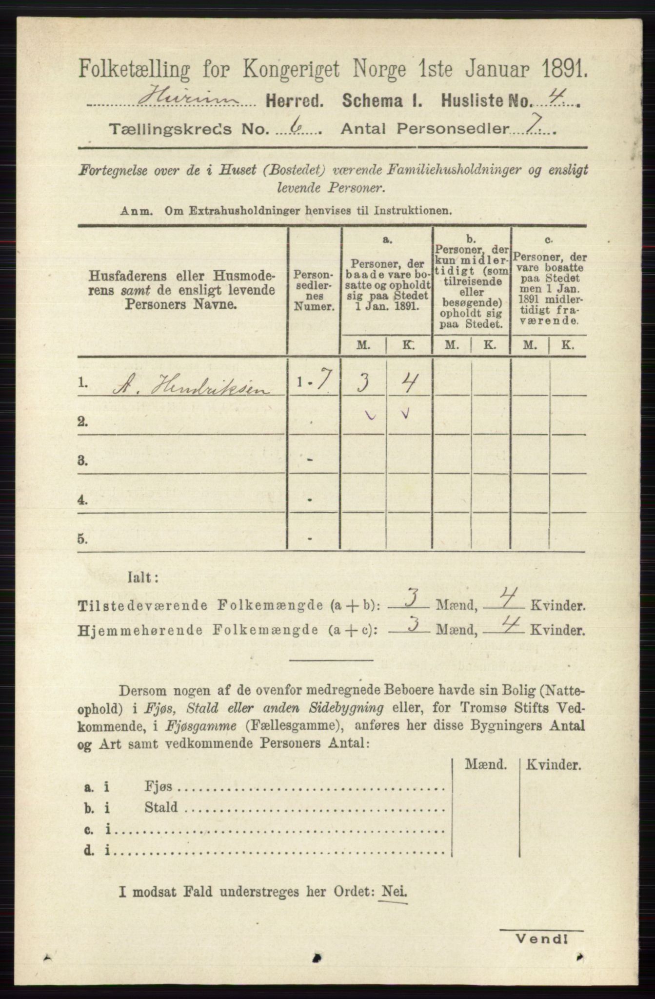 RA, 1891 census for 0628 Hurum, 1891, p. 1940