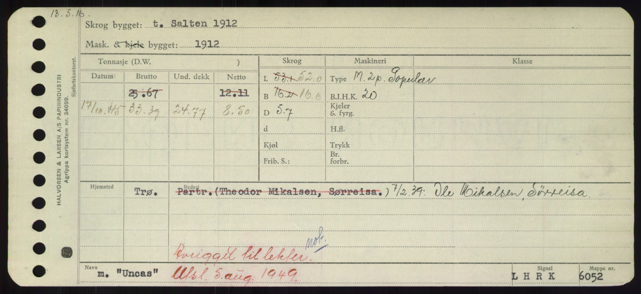 Sjøfartsdirektoratet med forløpere, Skipsmålingen, AV/RA-S-1627/H/Hd/L0040: Fartøy, U-Ve, p. 85